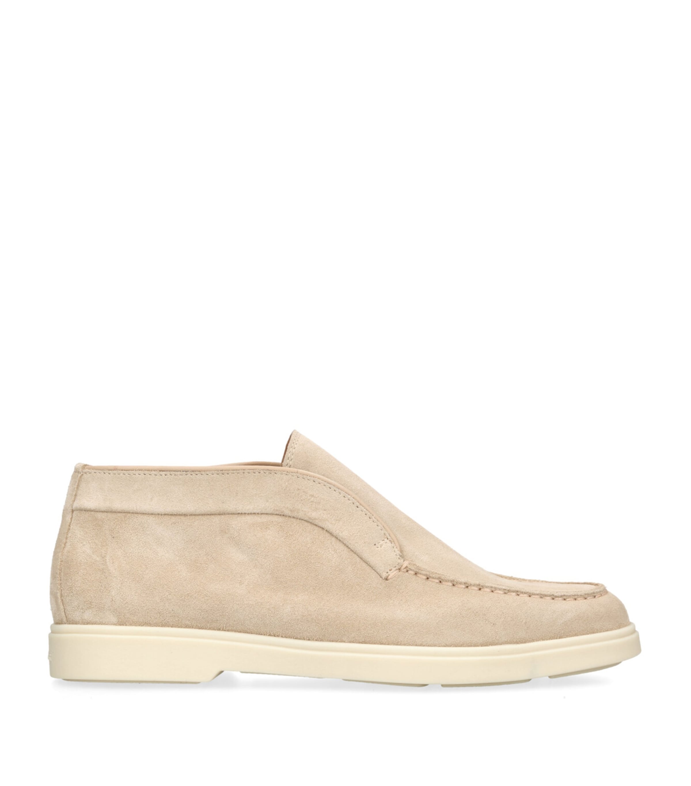 Santoni Chalk Suede Ankle Boots In Beige