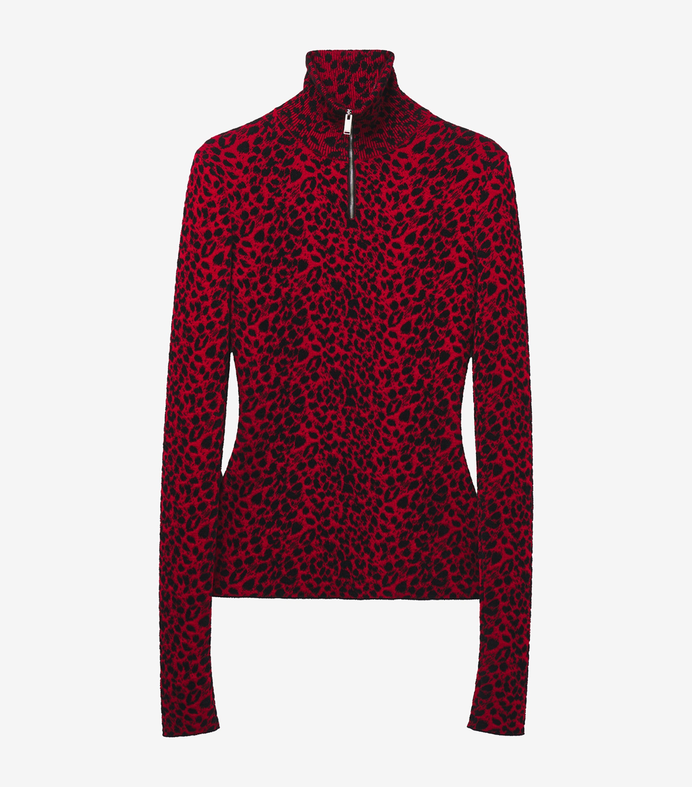 Shop Alexander Mcqueen Leopard-jacquard High-neck Top In Burgundy