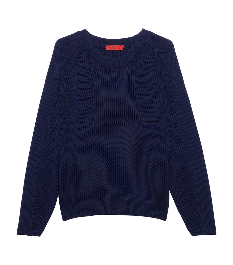 Cotton-Blend Rib-Knit Sweater NAVY Image 1