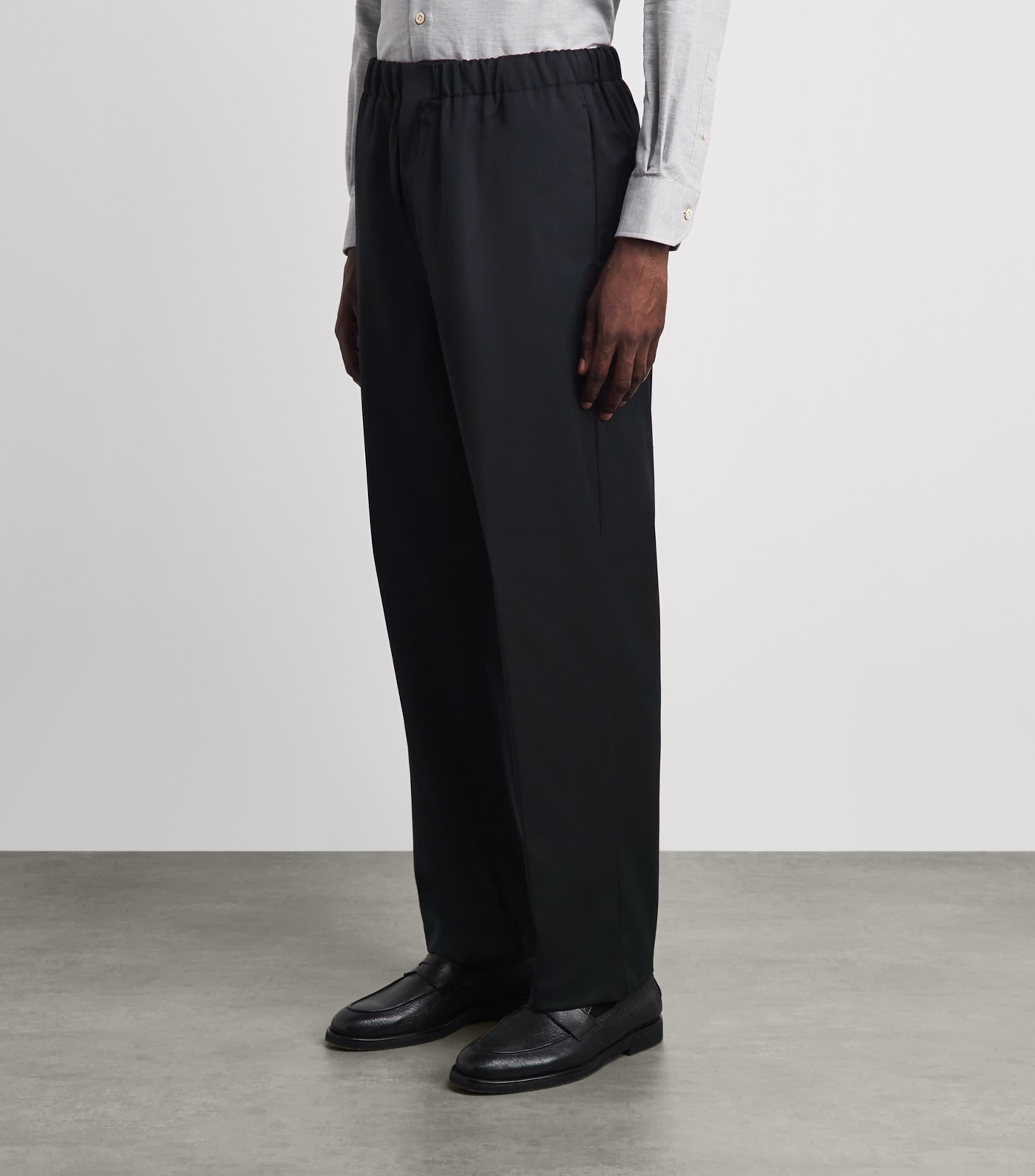 Lardini Mens Wool-Blend Easy Wear Trousers Navy Image 4