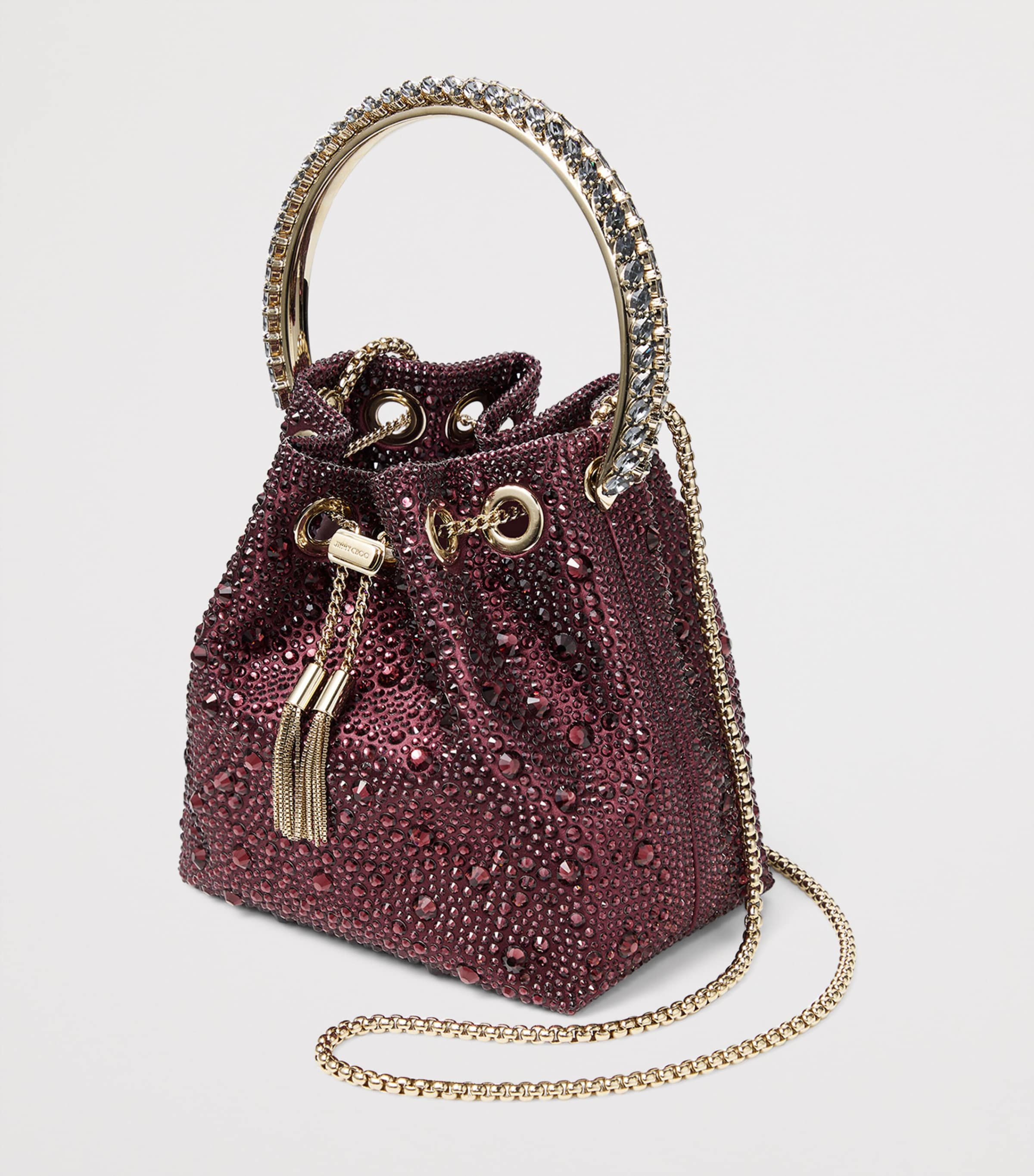 Jimmy Choo Embellished Bon Bon Top-Handle Bag Deep Merlot/crystal/ Image 2