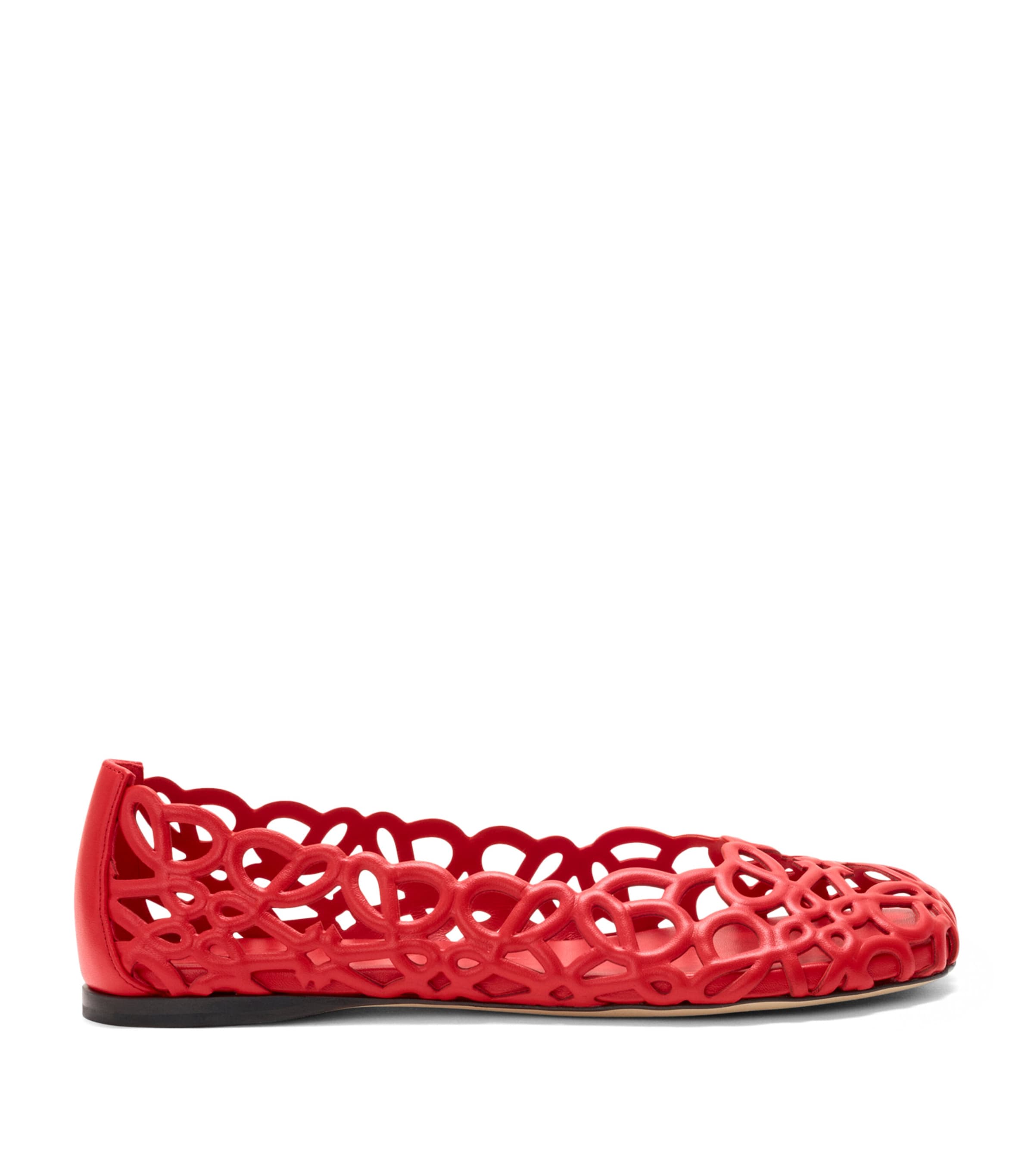 LOEWE Leather Petal Anagram Ballet Flats Red Image 1