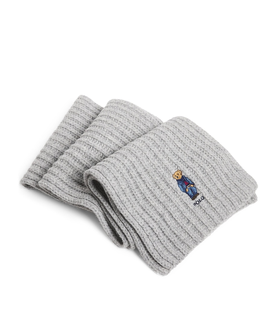 Wool-Blend Polo Bear Scarf GREY Image 1
