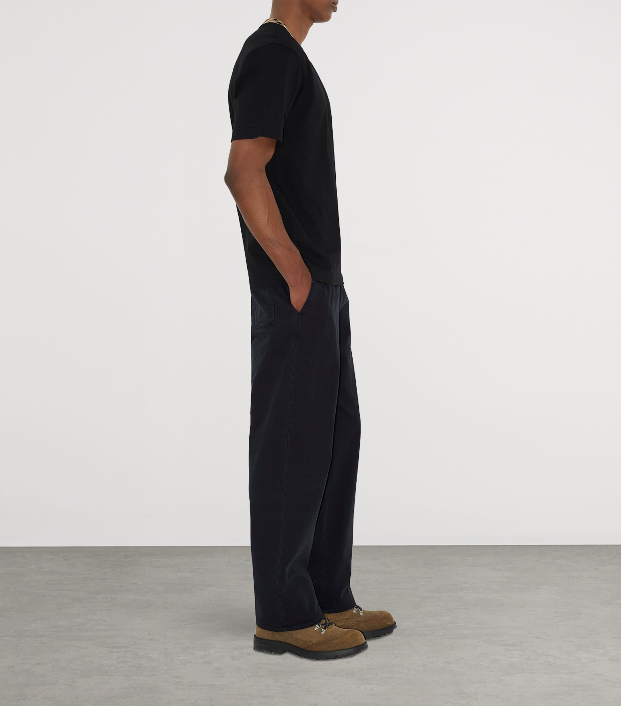 Burberry Cotton Check-Trim T-Shirt Black Image 3