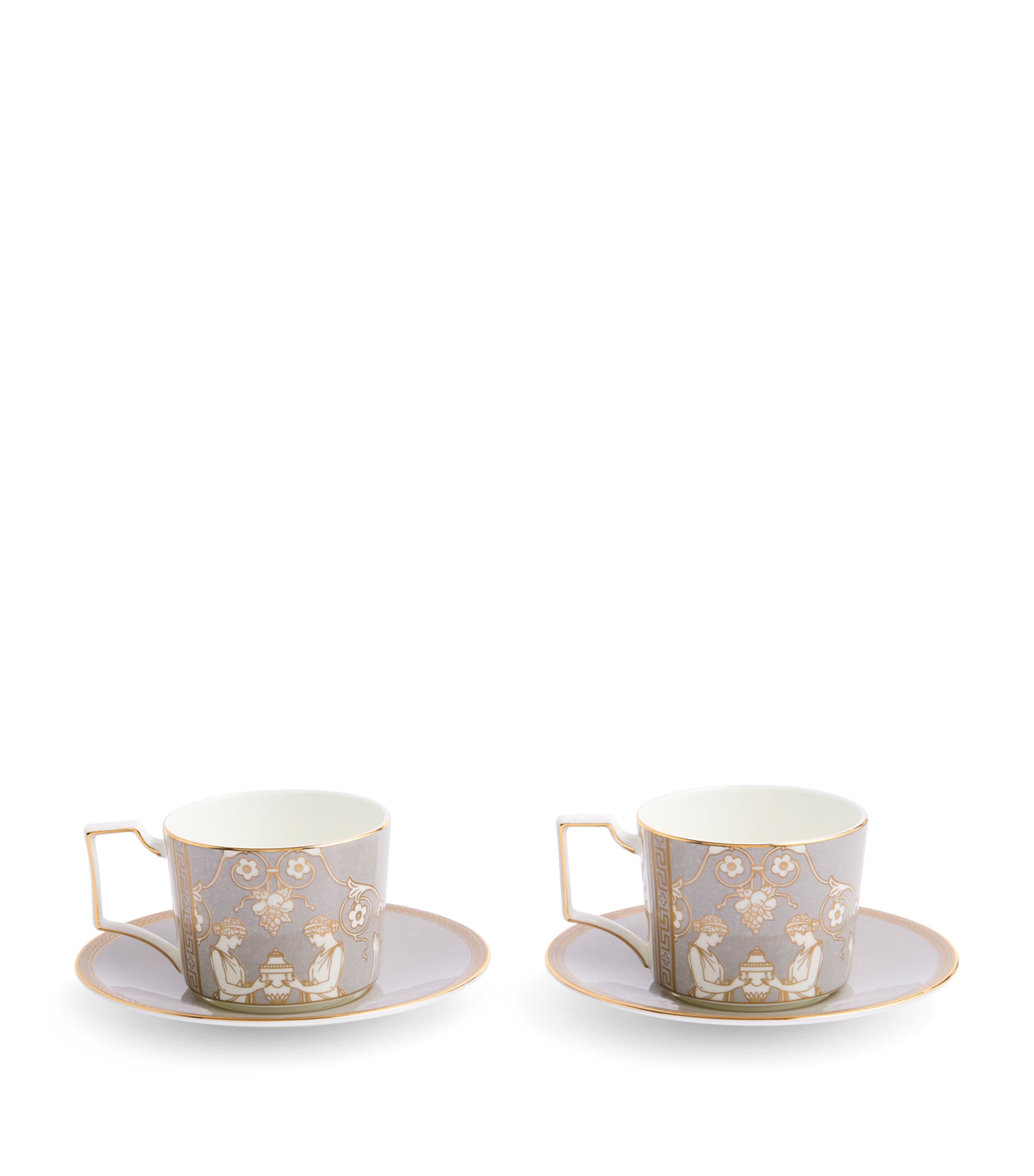 Wedgwood Set of 2 Renaissance Teacups and Saucers Grey Image 3