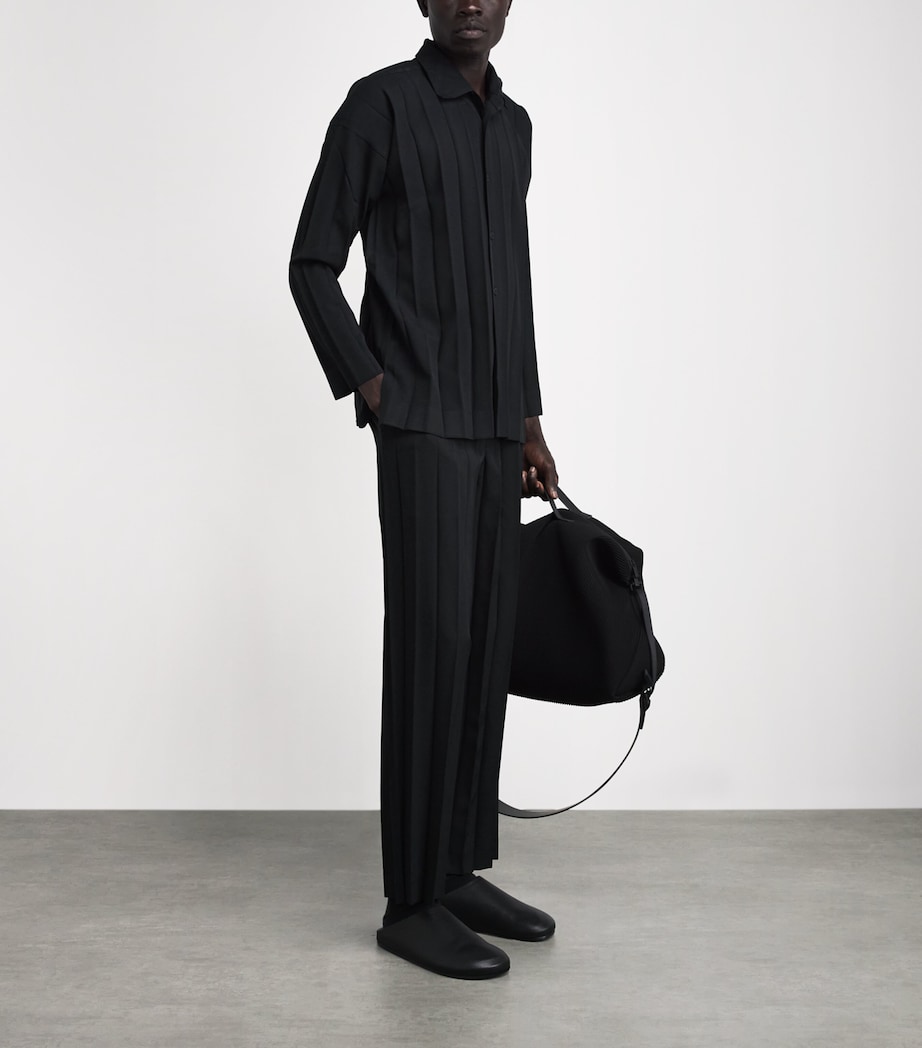 Homme Plissé Issey Miyake Mens Edge Pleat Straight Trousers Black Image 2
