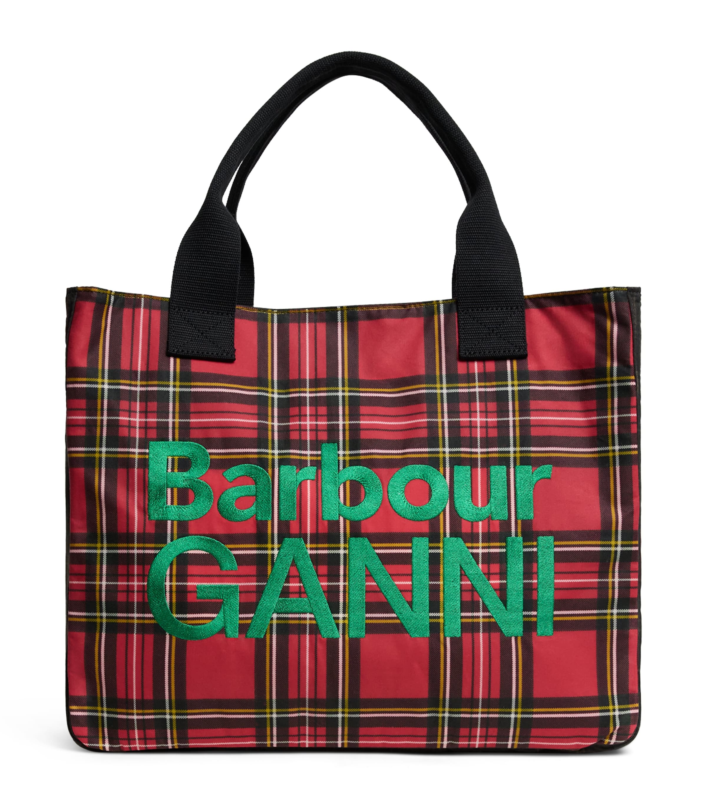 Barbour Brown x GANNI Waxed Tartan Tote Bag | Harrods US