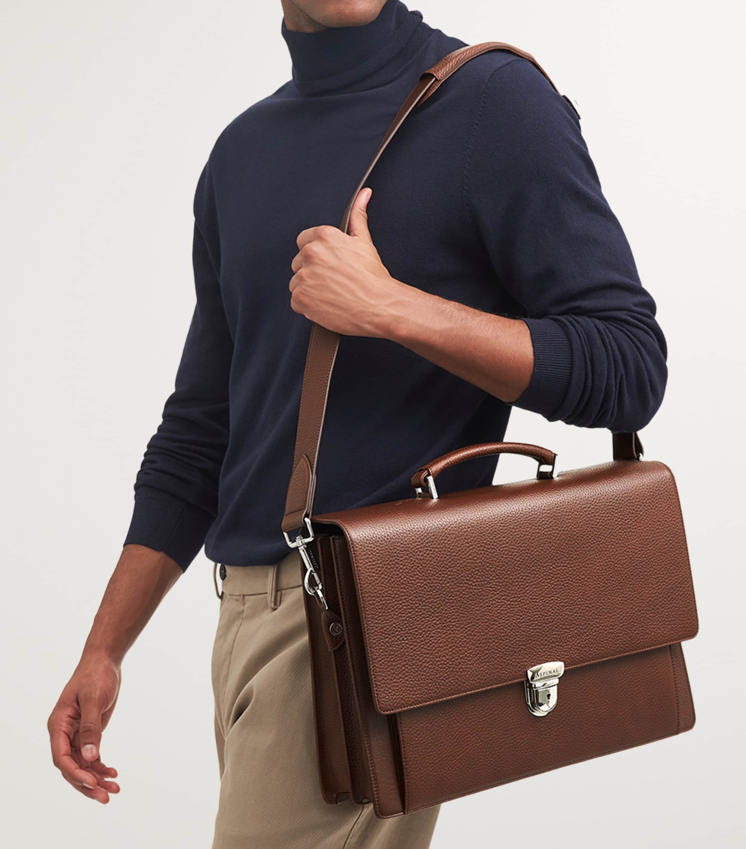 Leather City Laptop Briefcase TOBACCO Image 2