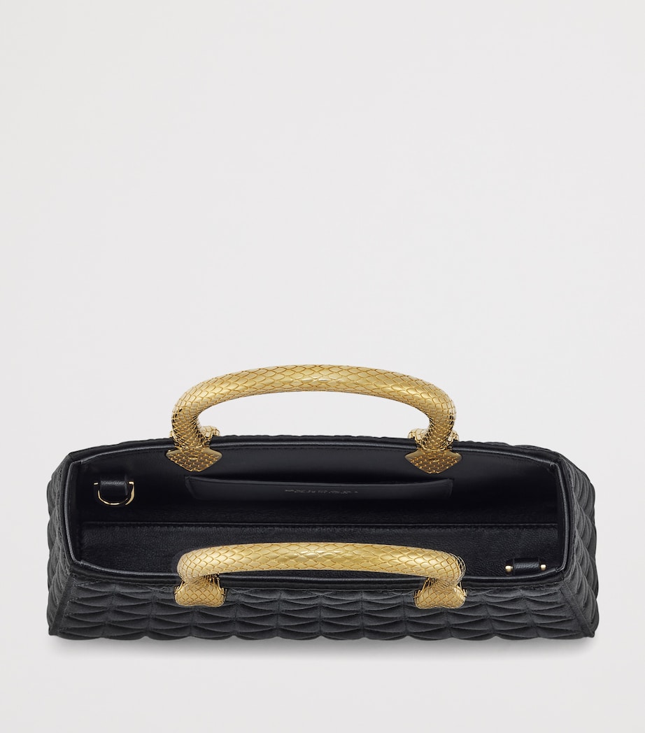 Satin Serpentine Duo Top-Handle Bag BLACK Image 3