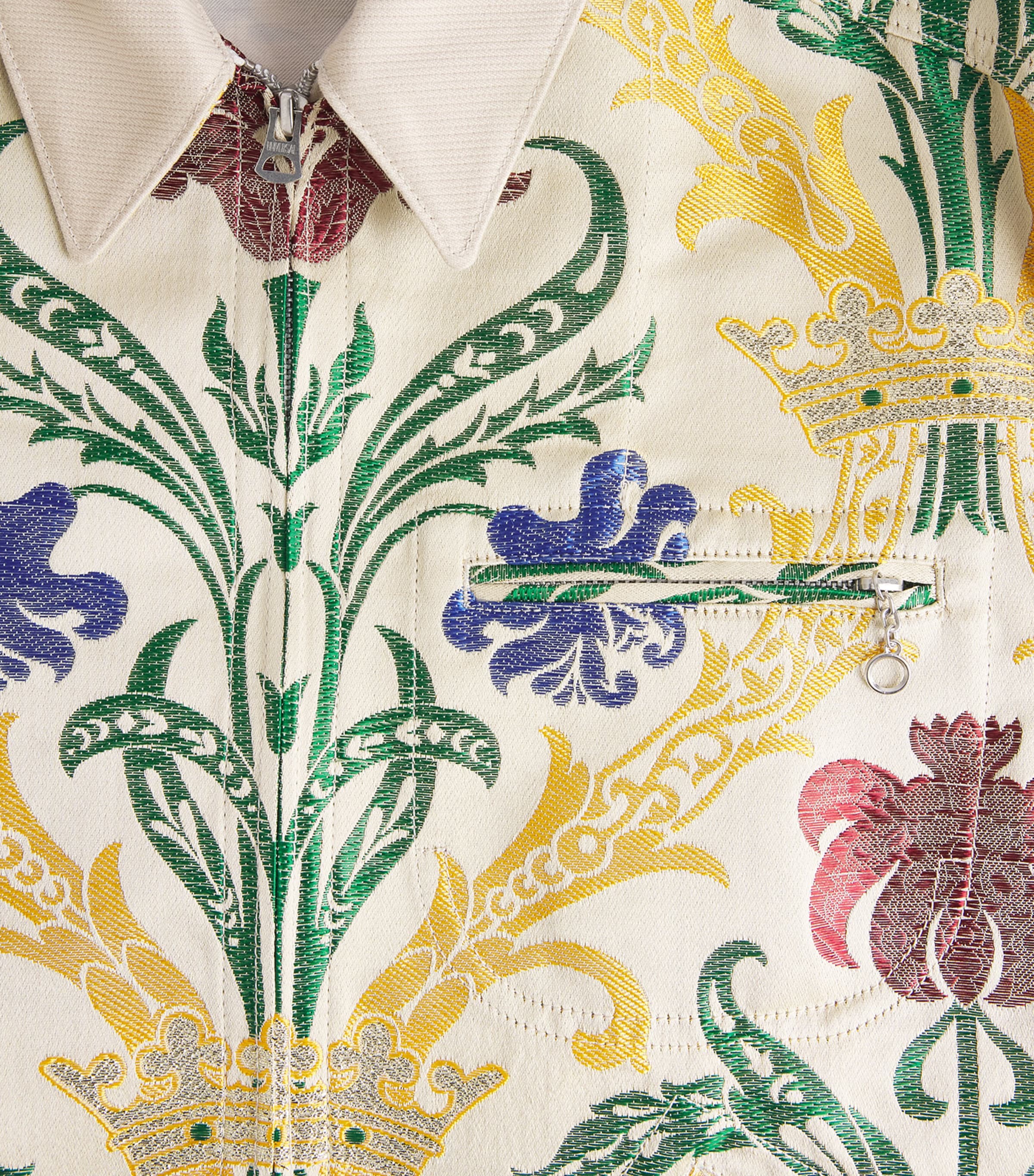 Junya Watanabe MAN Mens Embroidered Collared Jacket Ntrl/ylw/grn Image 2