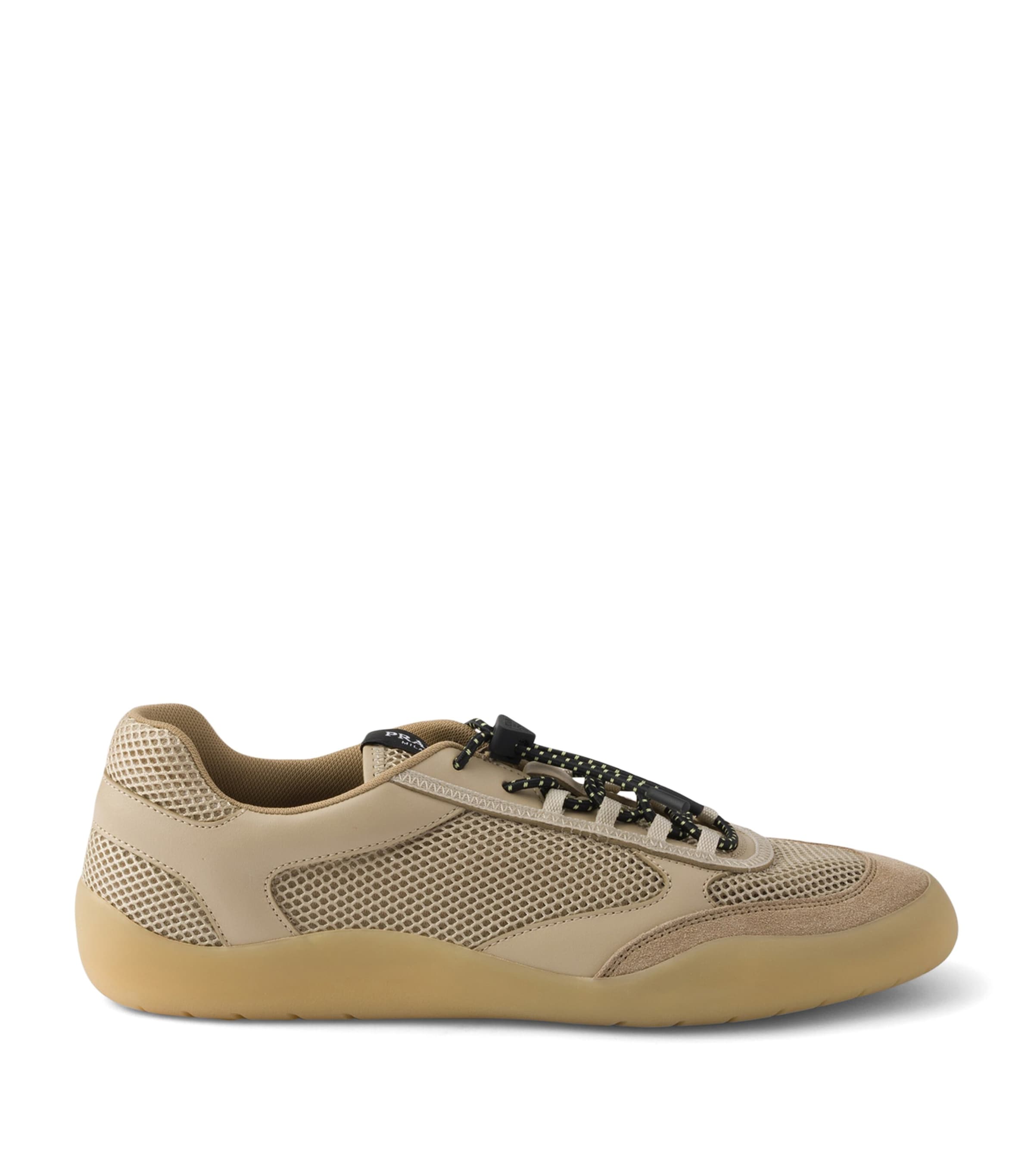 Prada Leather-Mesh Speedrock Sneakers Neutral Image 1