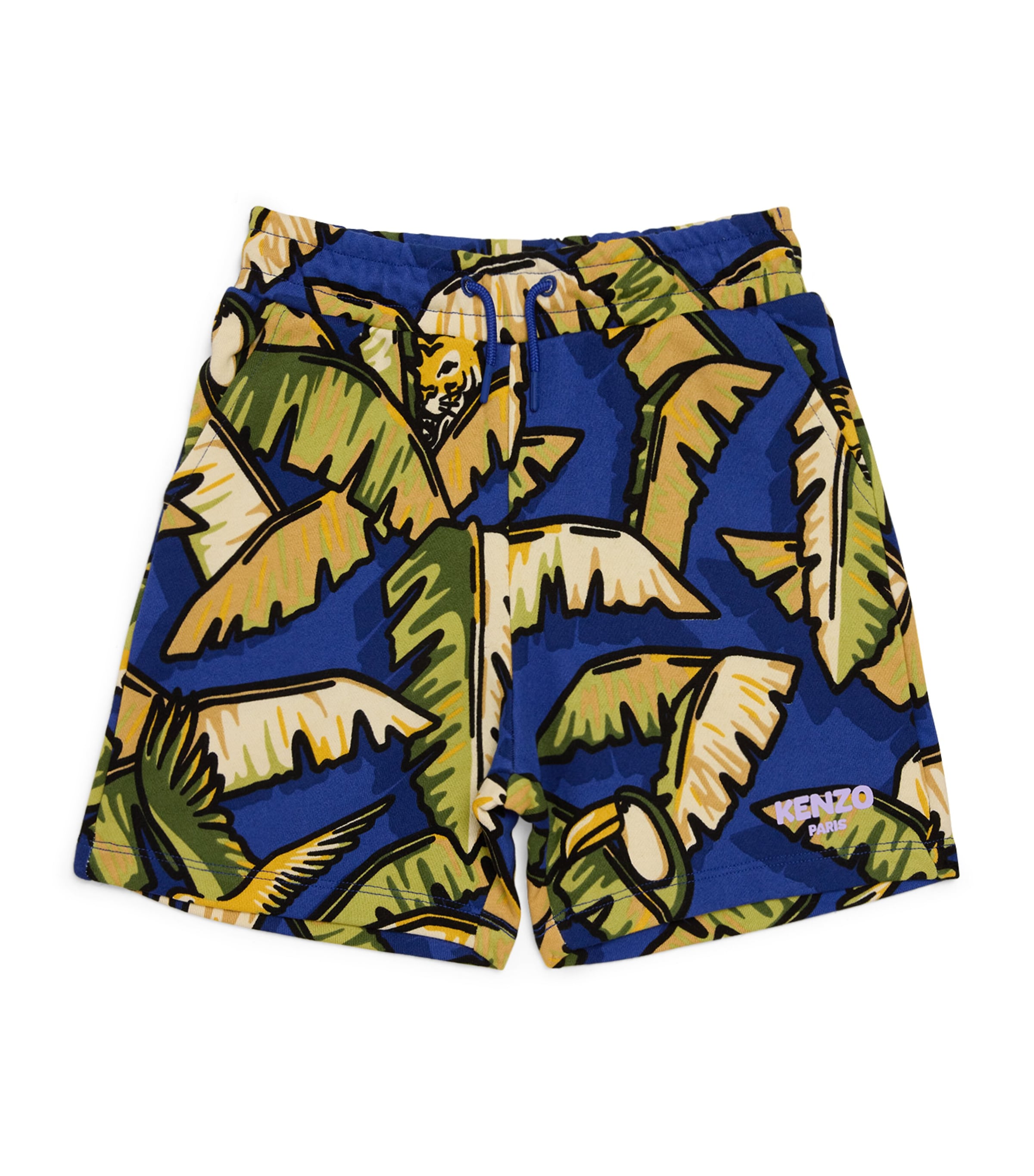 Kenzo Kids Coton Jersey Jungle Shorts (2-14 Years) Blue Image 1