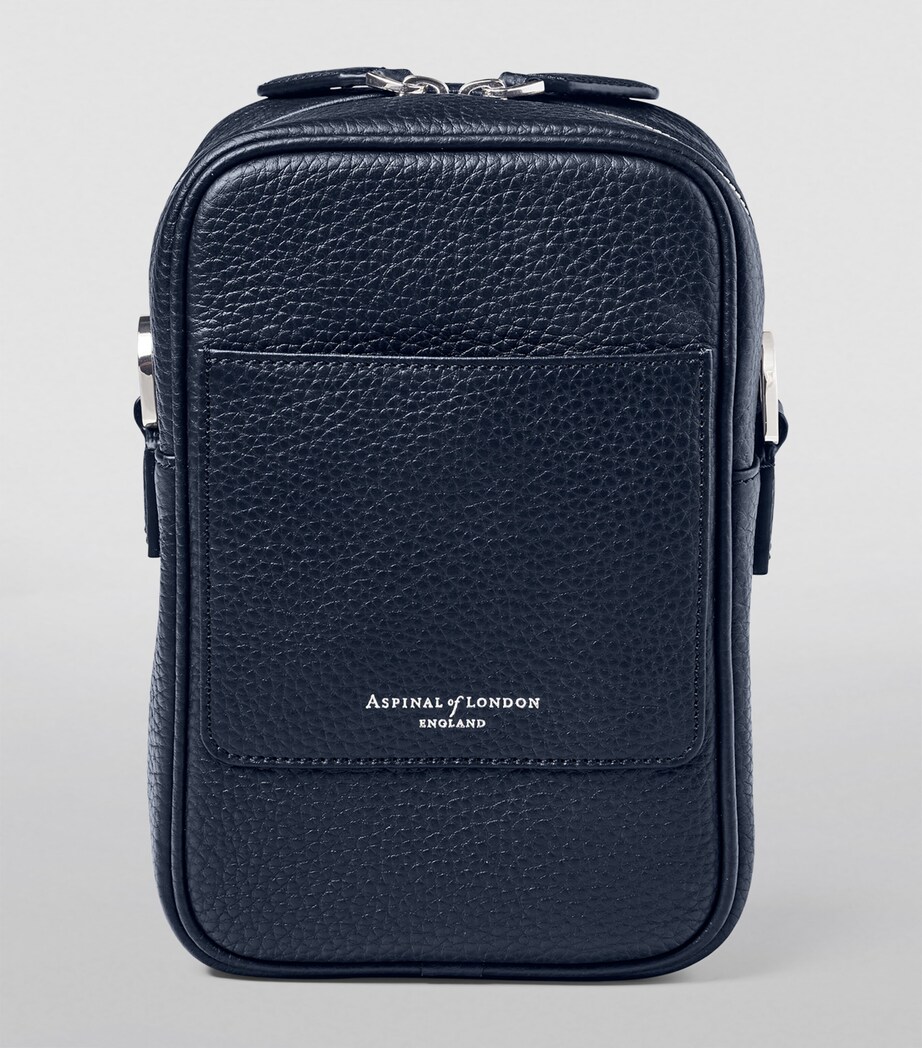 Leather Reporter North South Cross-Body Bag NAVY Image 3