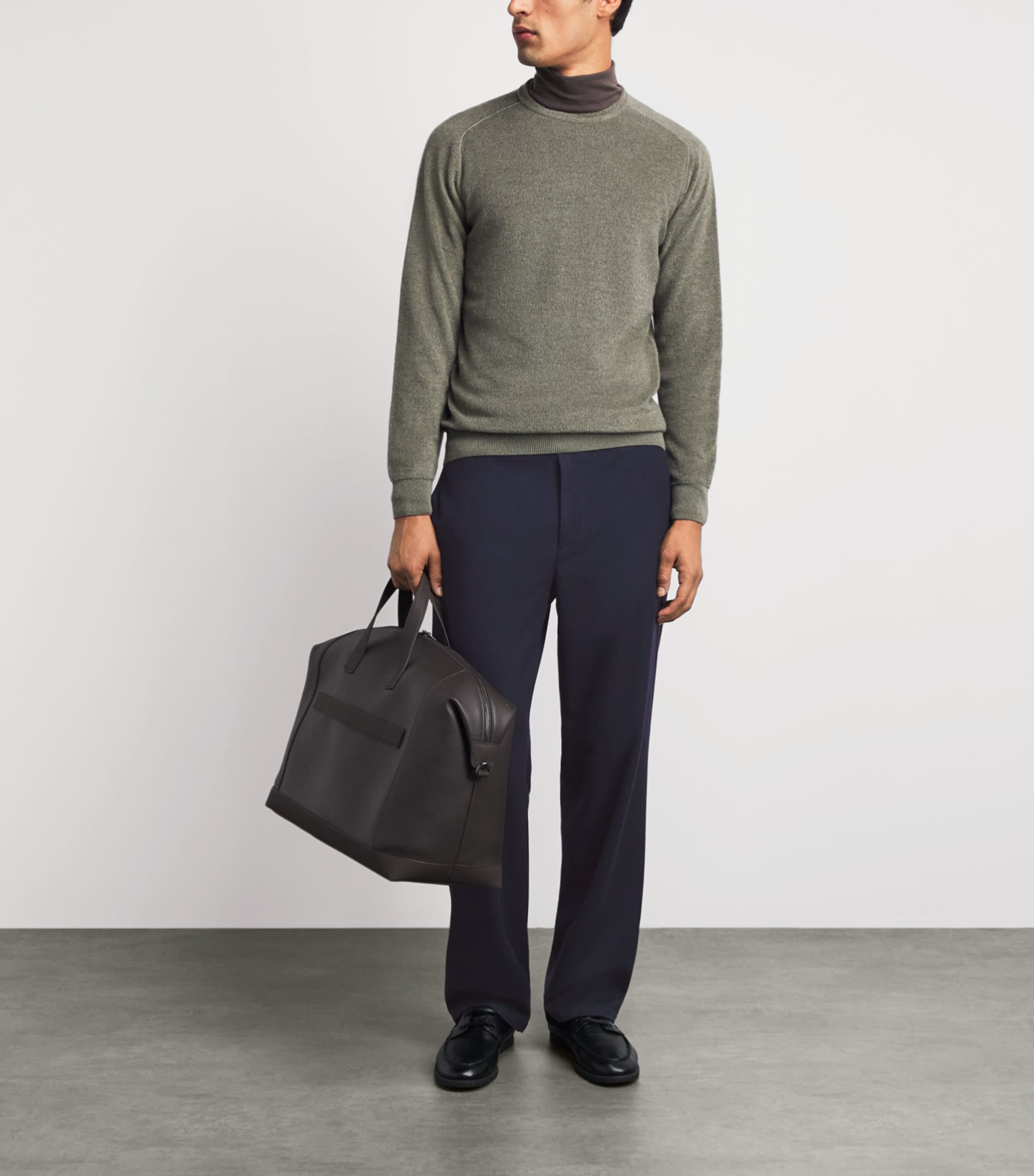 Colombo Mens Wool Drawstring Sweatpants Dark Blue Image 2