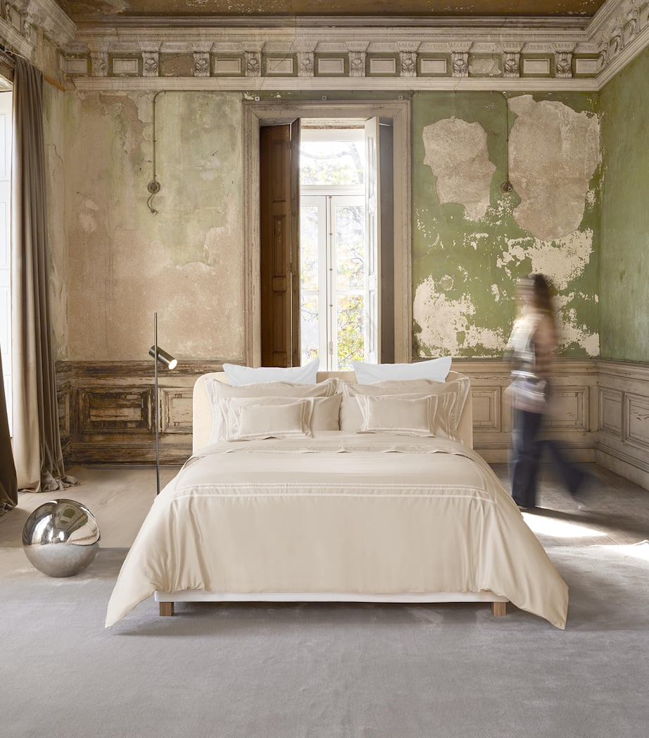 Sonata Oxford Pillowcase Pair (50cm x 75cm) SAND/WHITE Image 3