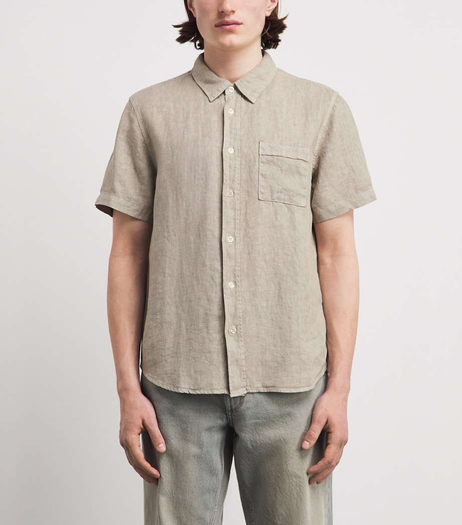 Citizens of Humanity Mens Linen Short-Sleeve Cairo Shirt Wheat Image 4