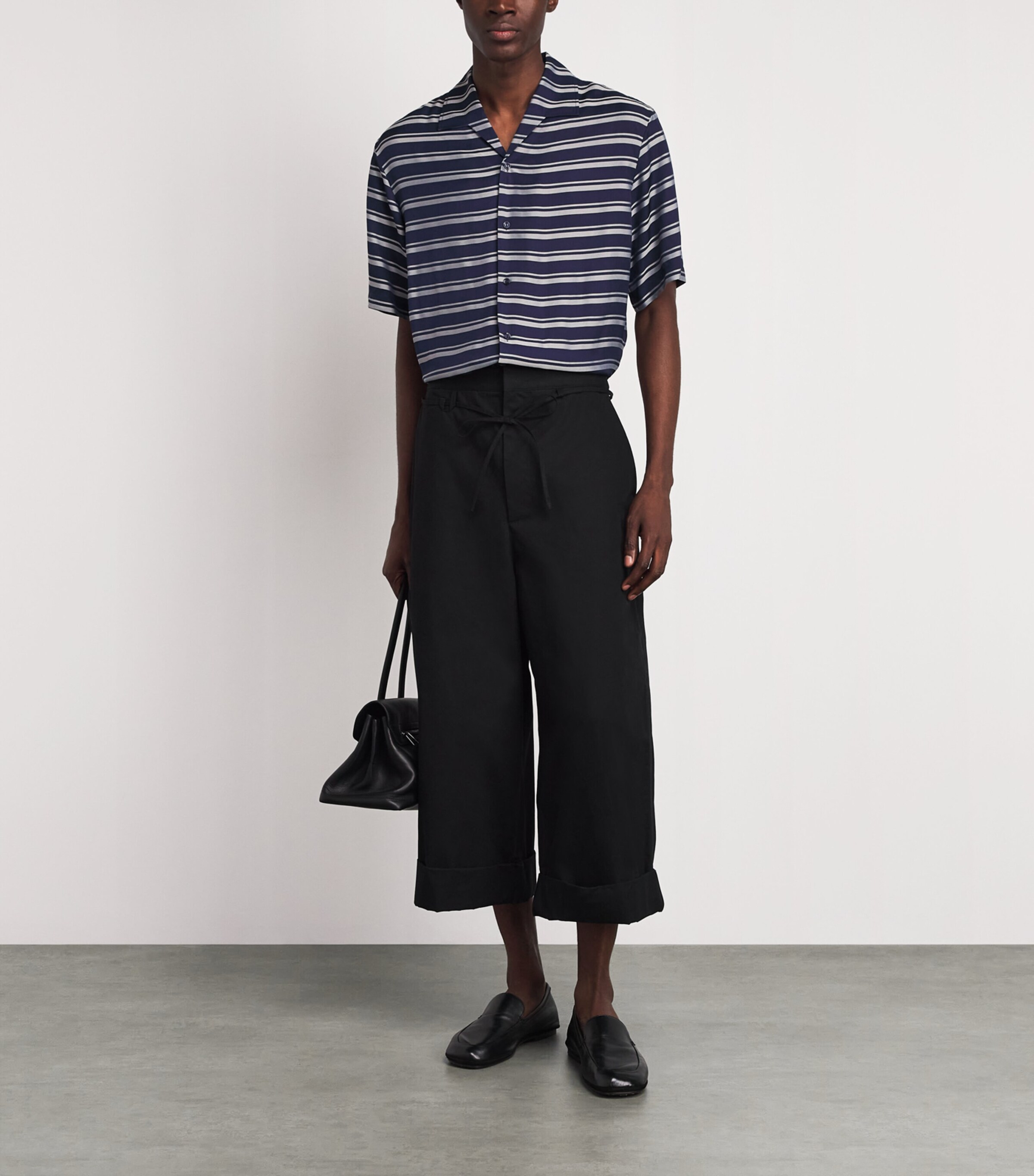 Sandro Paris Mens Stripe Short-Sleeve Shirt Navy Blue Image 2