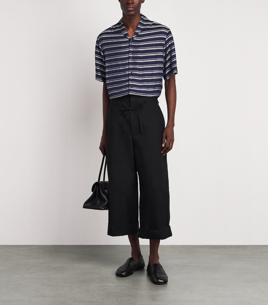 Sandro Paris Mens Stripe Short-Sleeve Shirt Navy Blue Image 2