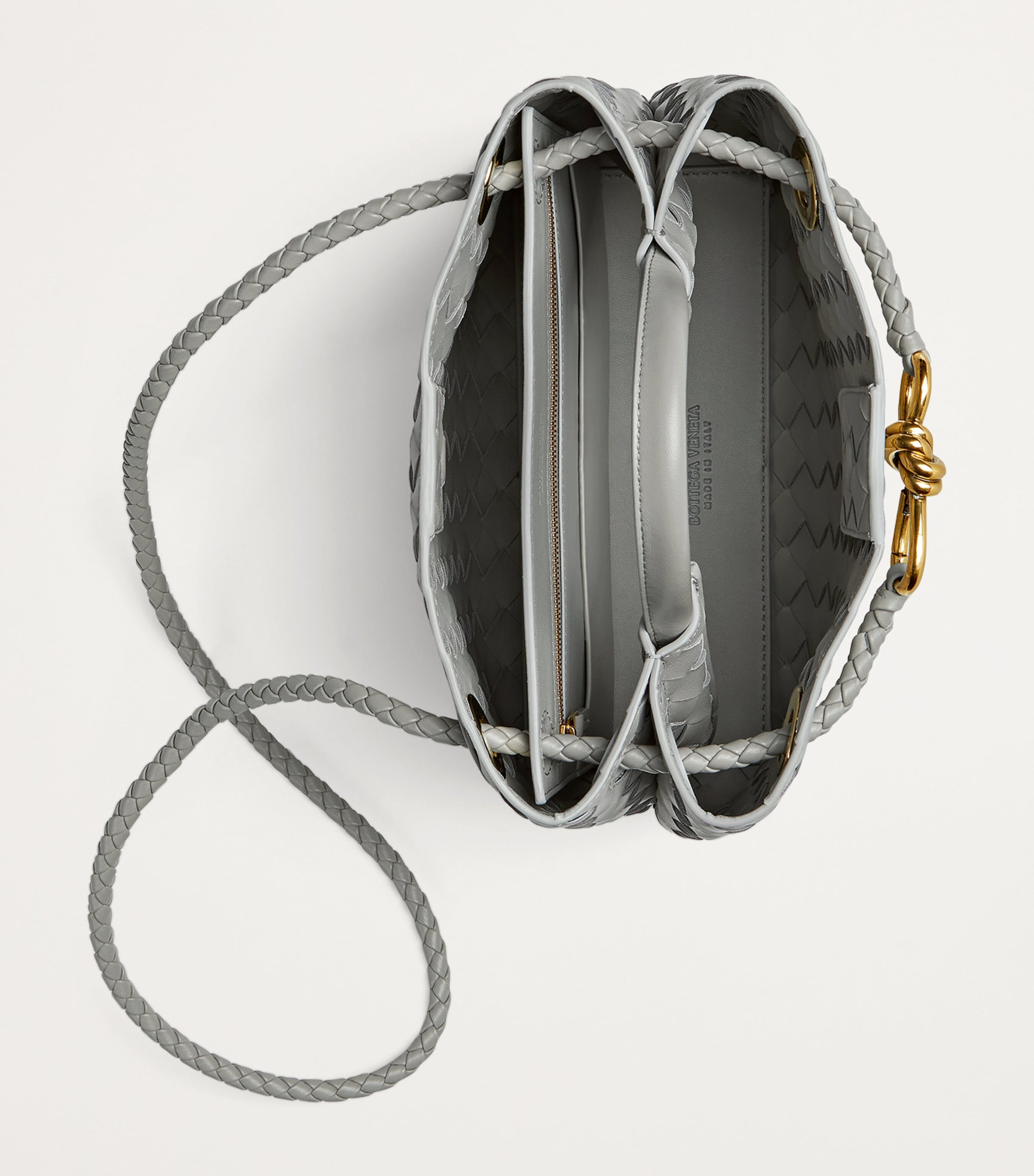 Bottega Veneta Grey Small Leather Andiamo Cross-Body Bag | Harrods US
