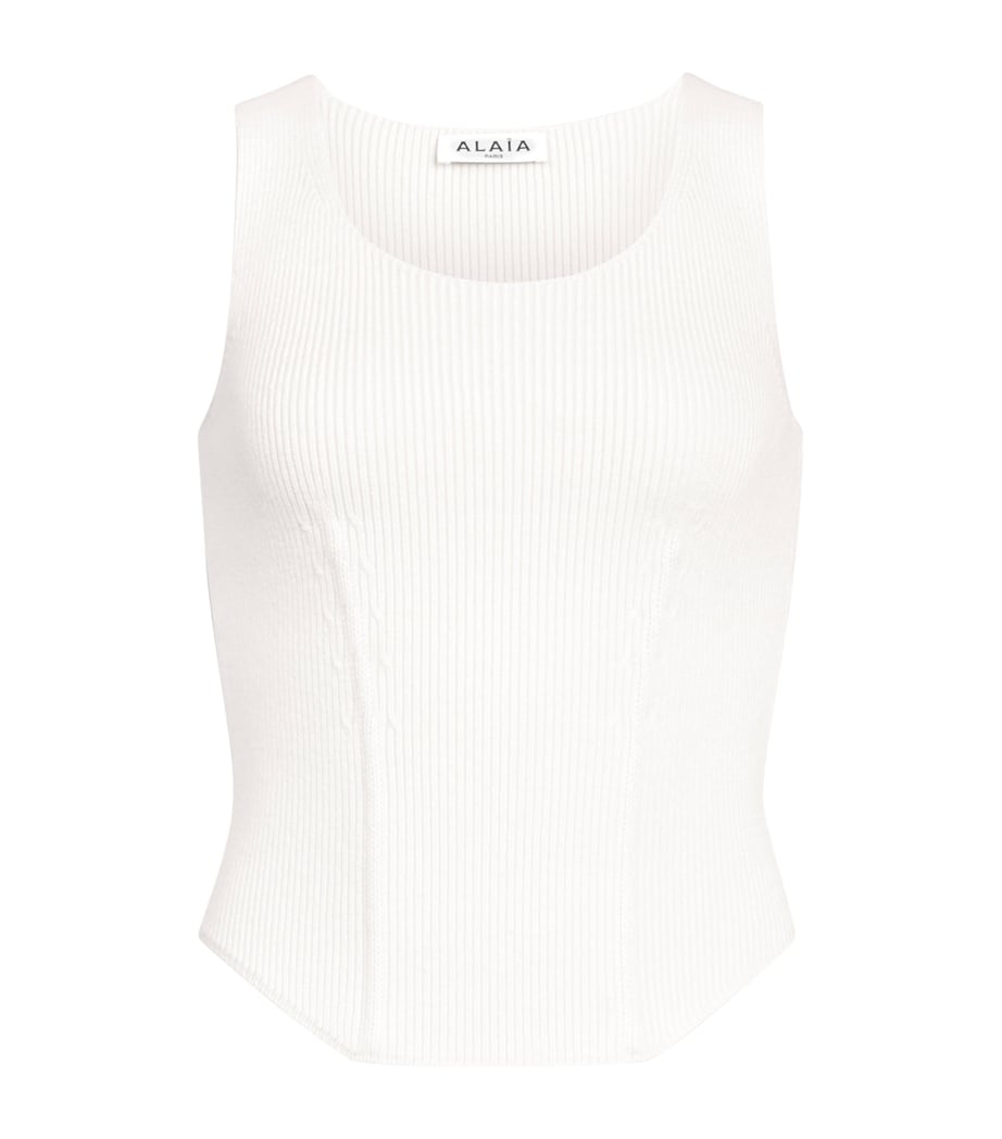 Alaïa Womens Wool-Blend Ribbed Top Blanc Naturel Image 1