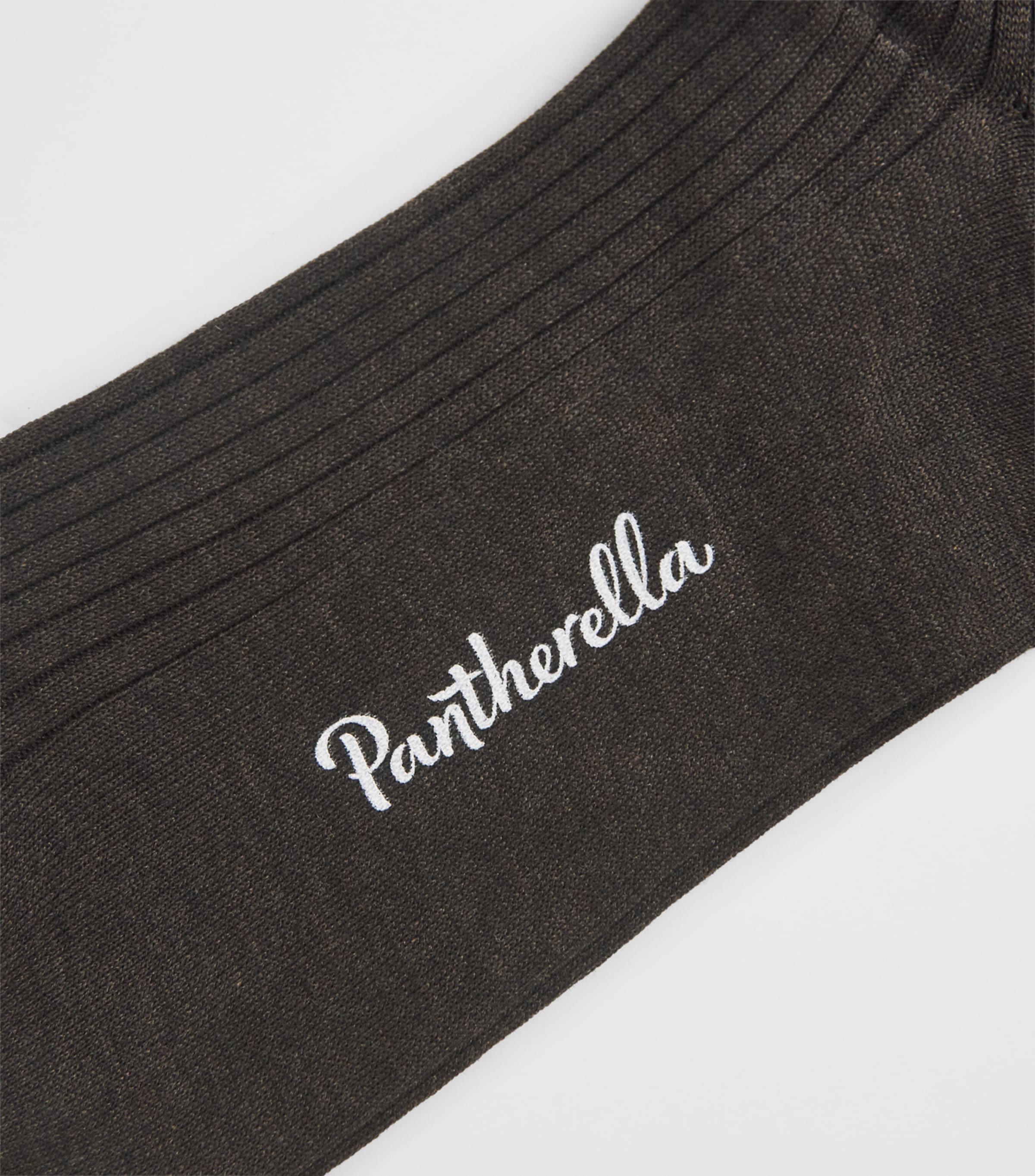 Pantherella Mens Ribbed Danvers Socks Dark Brown Mix Image 2