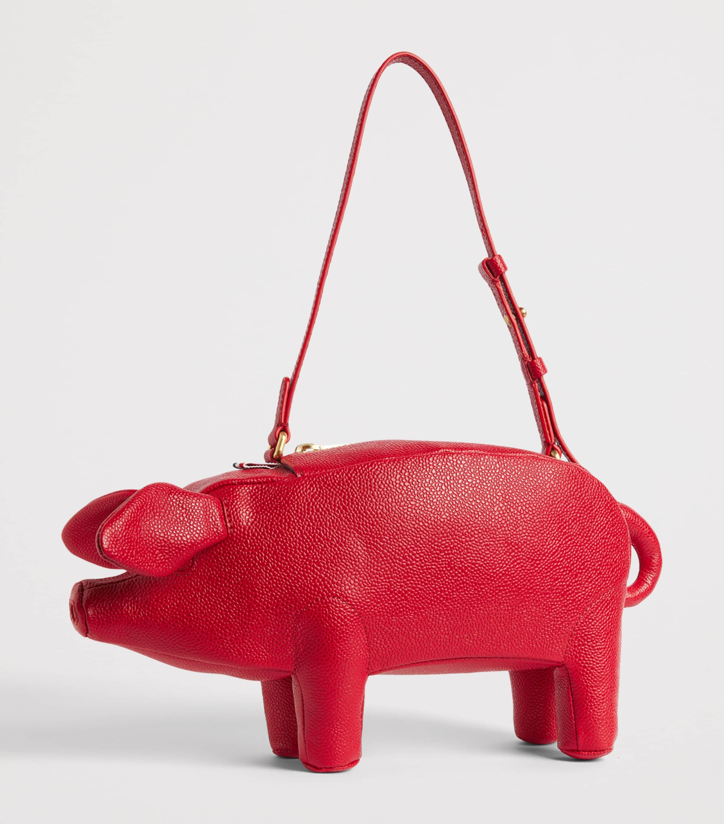Thom Browne Leather Baby Pig Top-Handle Bag Red Image 3