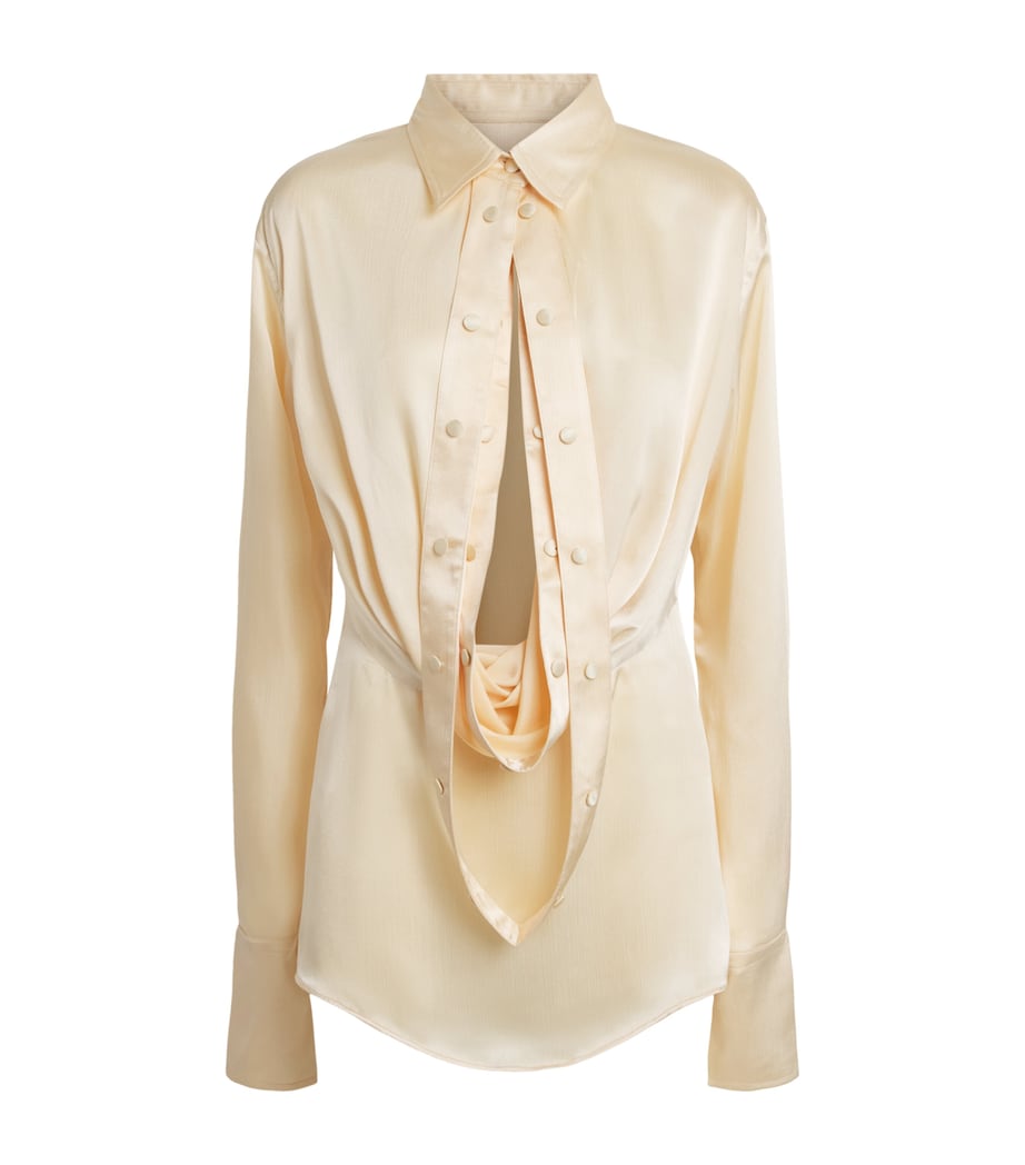 LATE FOR WORK Womens Satin Draped Shirt Chmp Image 1