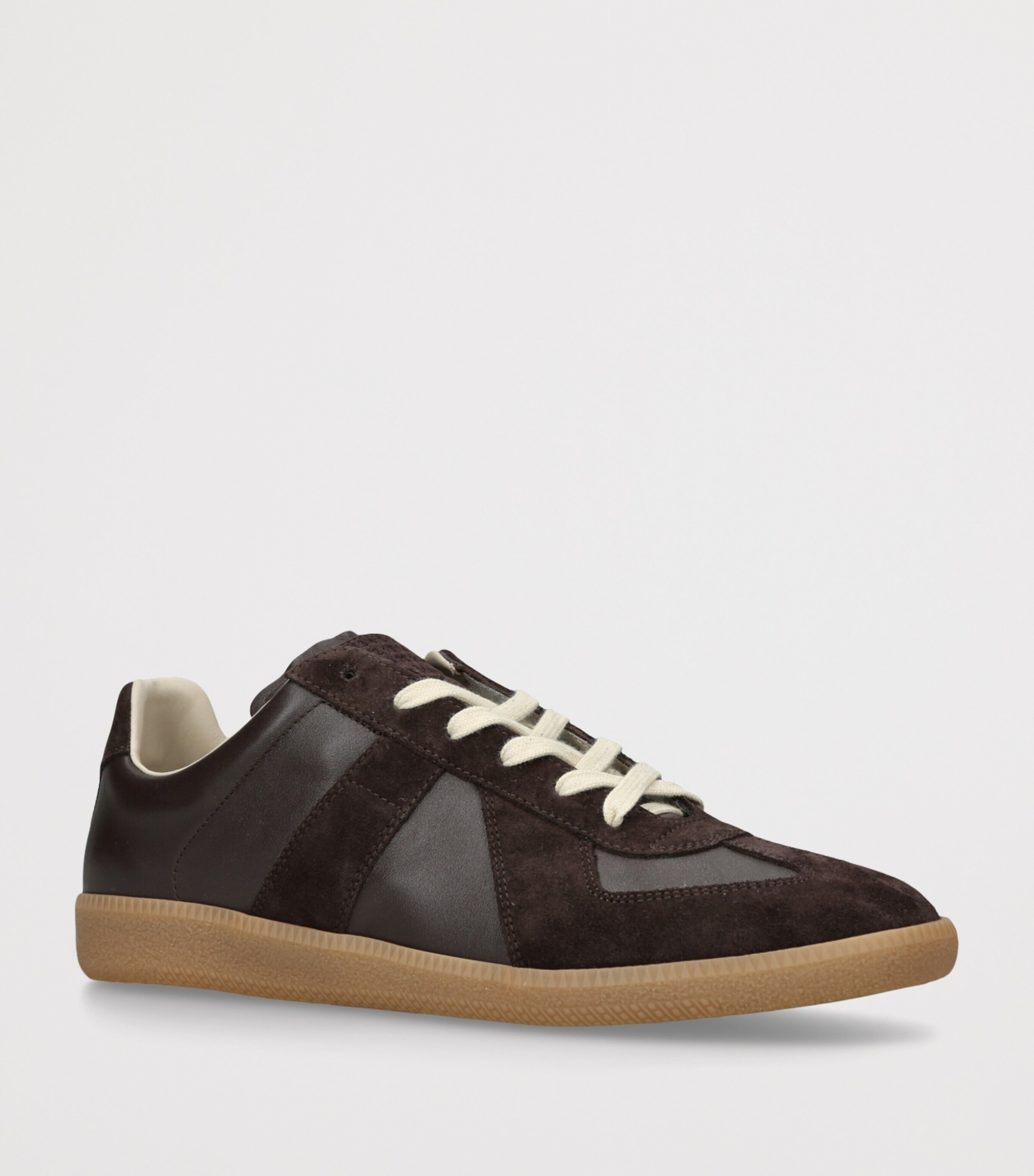 Leather-Suede Replica Sneakers DARK BROWN Image 3