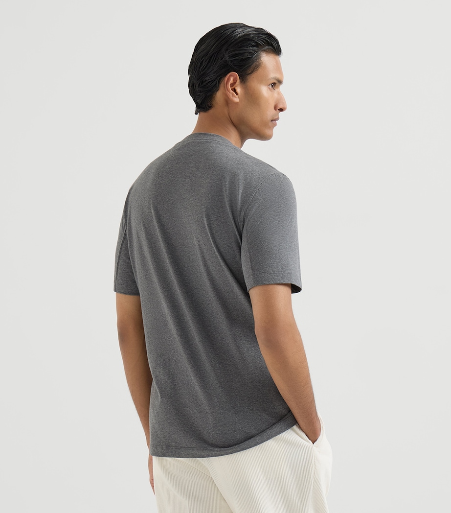 Brunello Cucinelli Mens Cotton Graphic Print T-Shirt Piombo Image 5