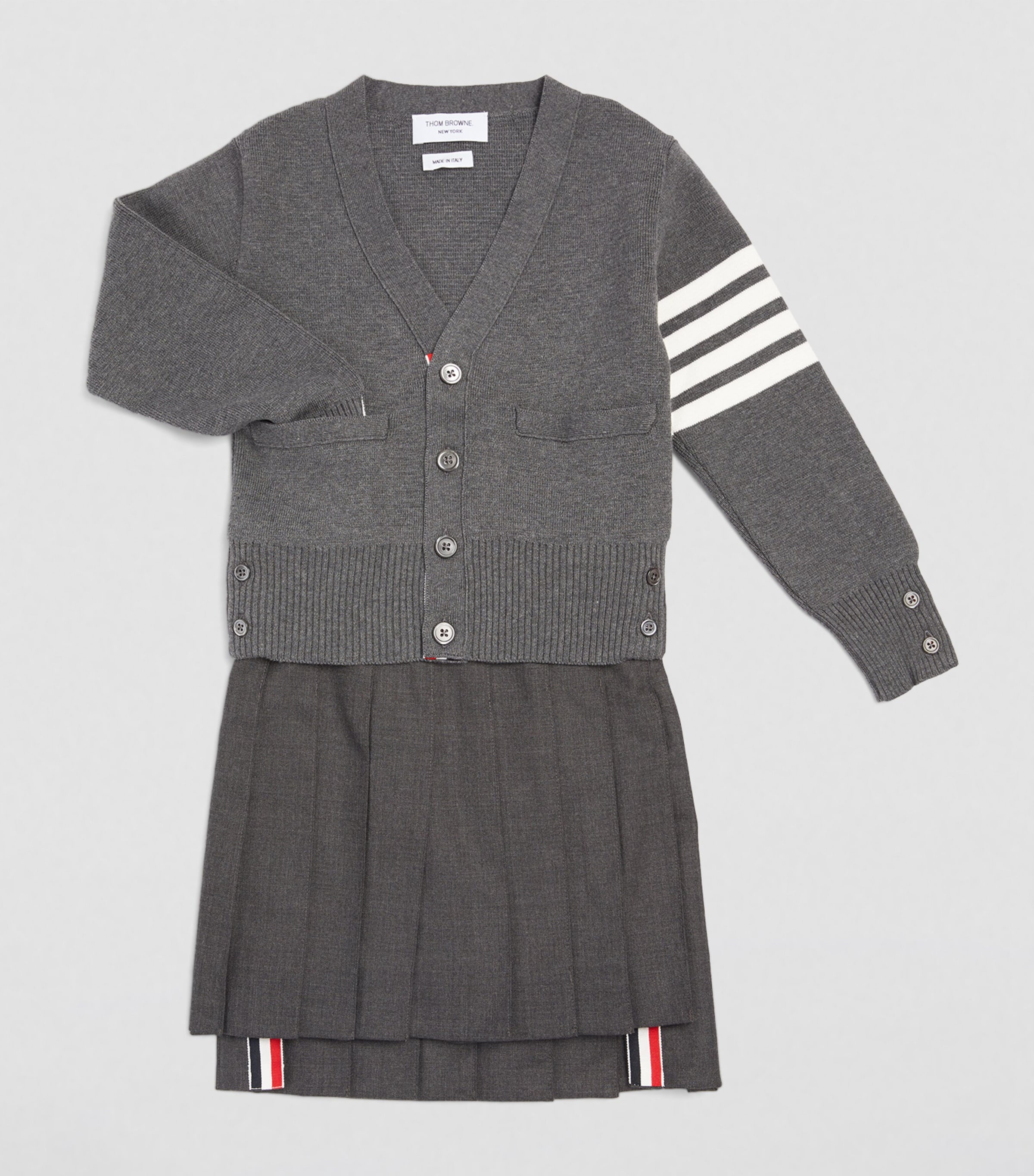 ジャケット THOM BROWNE 4BAR CARDIGAN Textured Stitch Cardigan Jacket In Linen Cotton W/ 4 Bar