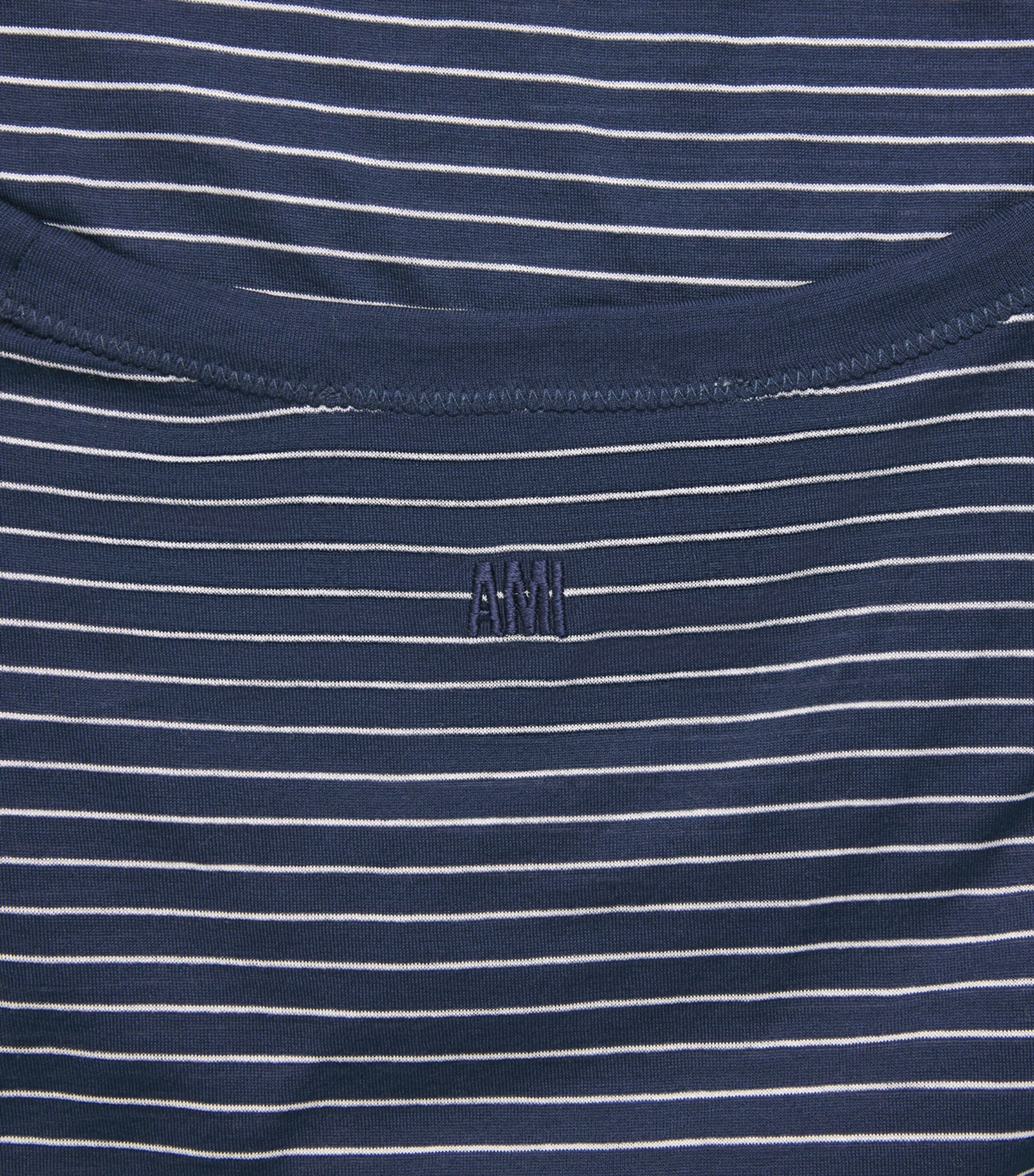 AMI Paris Mens Cotton Stripe Ami de Coeur Tank Top Encre/blanc Image 6