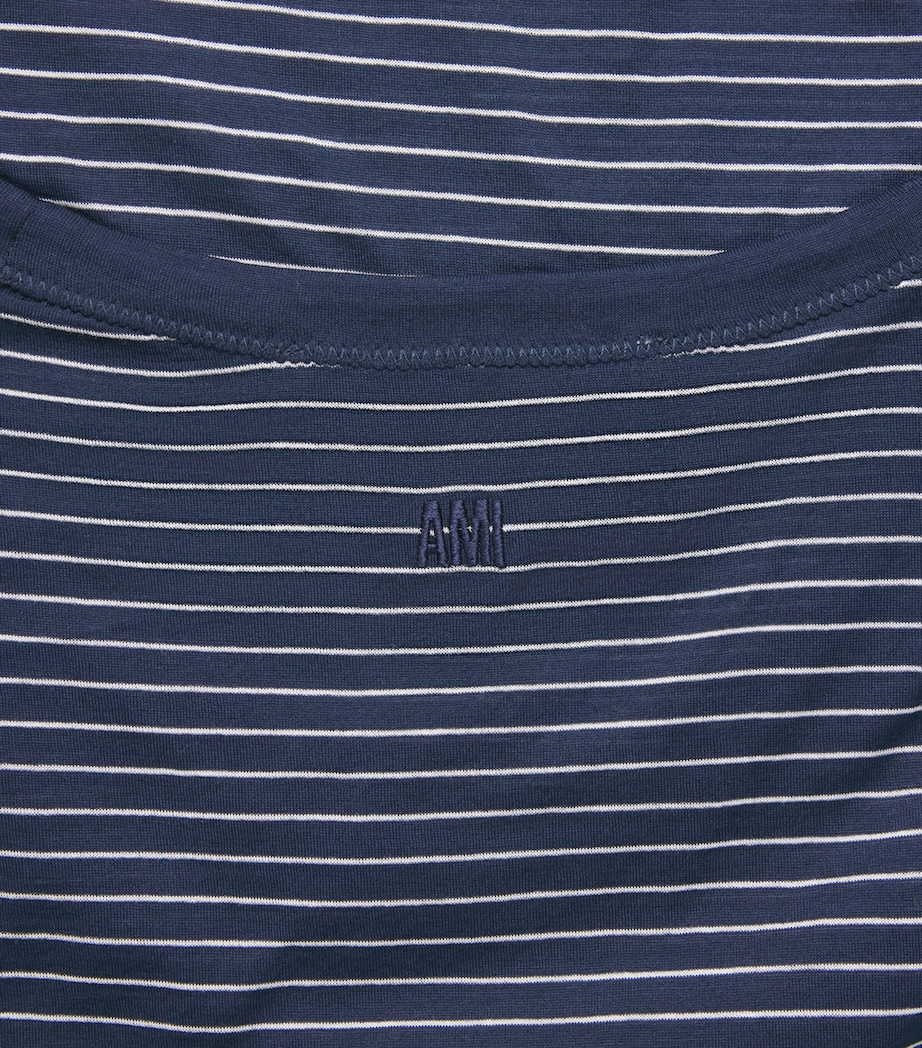 AMI Paris Mens Cotton Stripe Ami de Coeur Tank Top Encre/blanc Image 6