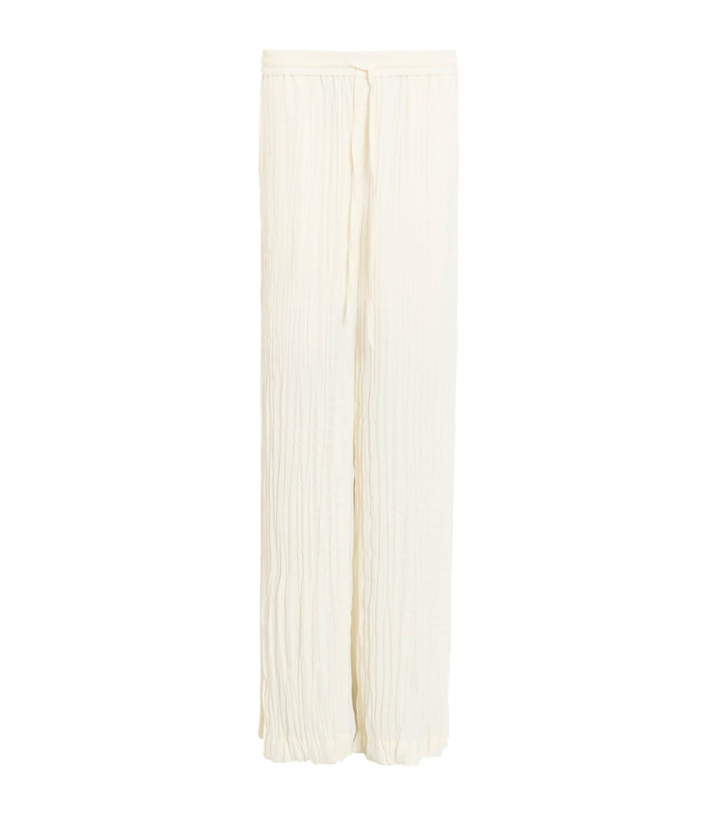 Allsaints Womens Caramin Crinkled-texture Woven Trousers Gardenia Cream In White