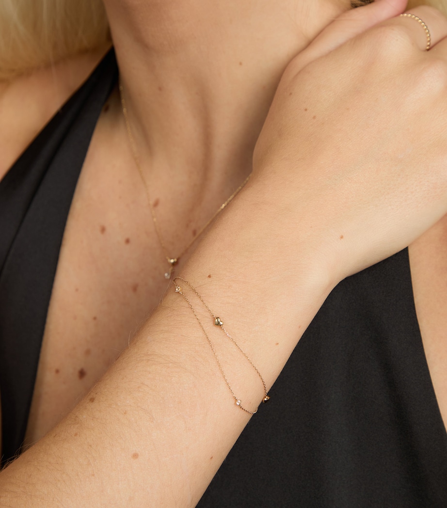 Gold and Topaz Heart Charm Double Chain Bracelet GOLD Image 2