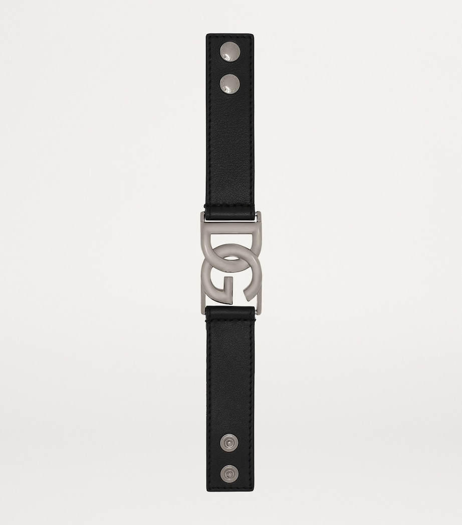 Leather Logo Bracelet 8E912-BLACK/DARK GRE Image 4