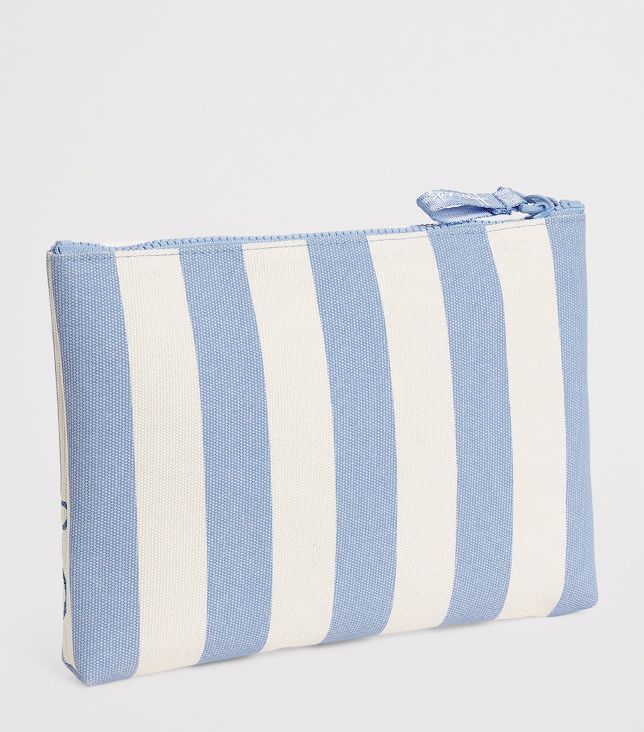 Medium Cotton Stripe Logo Pouch BLUE Image 2