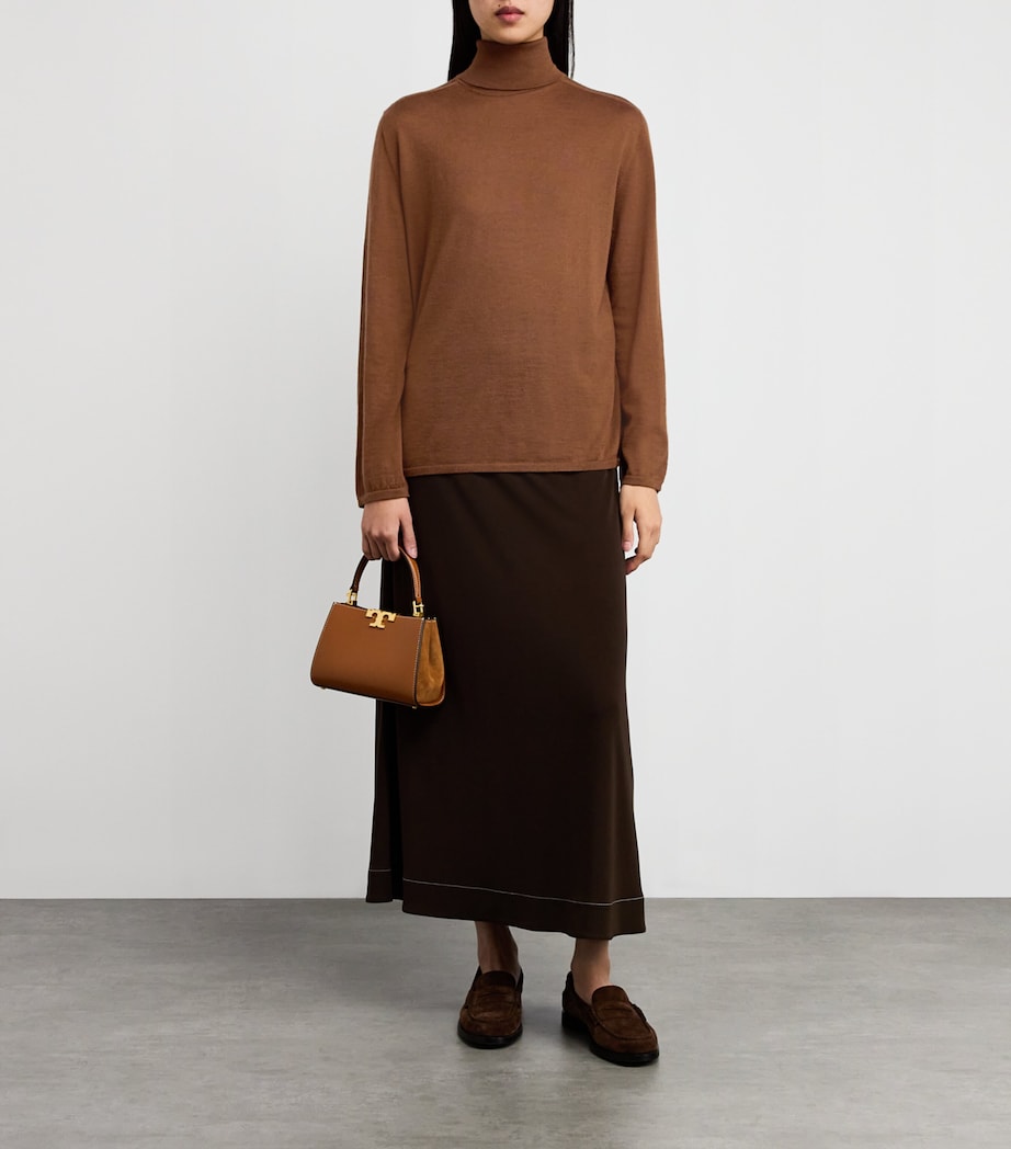 Superfine Cashmere Rollneck Sweater SB7300 DARK CAMEL Image 2