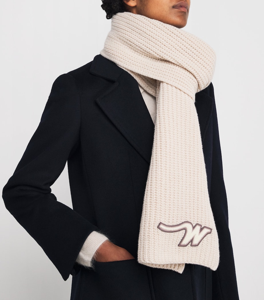 Virgin Wool Knitted Scarf IVORY Image 4