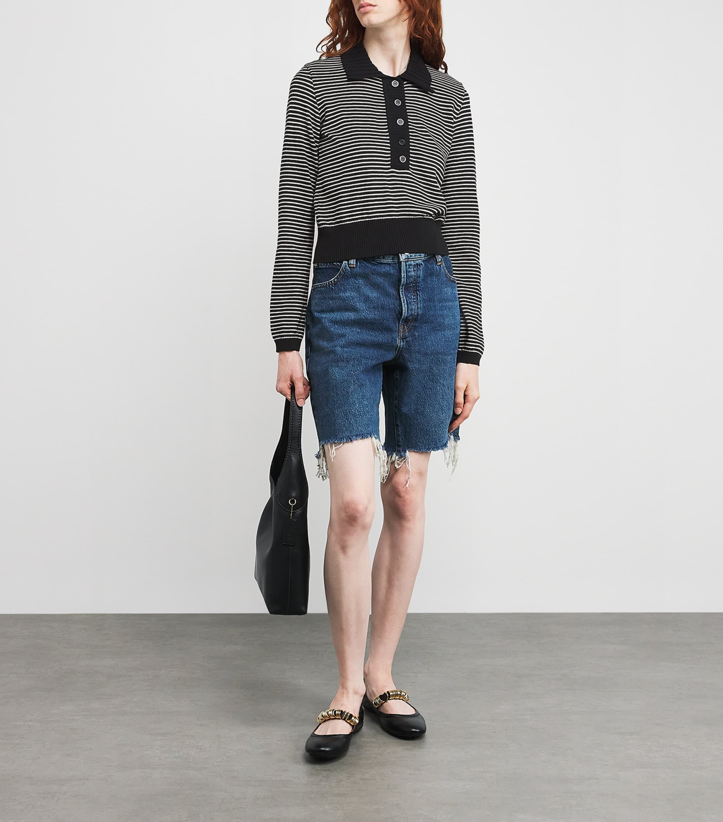 FRAME Womens Cotton The Graduate Sweater Black Multi Image 2