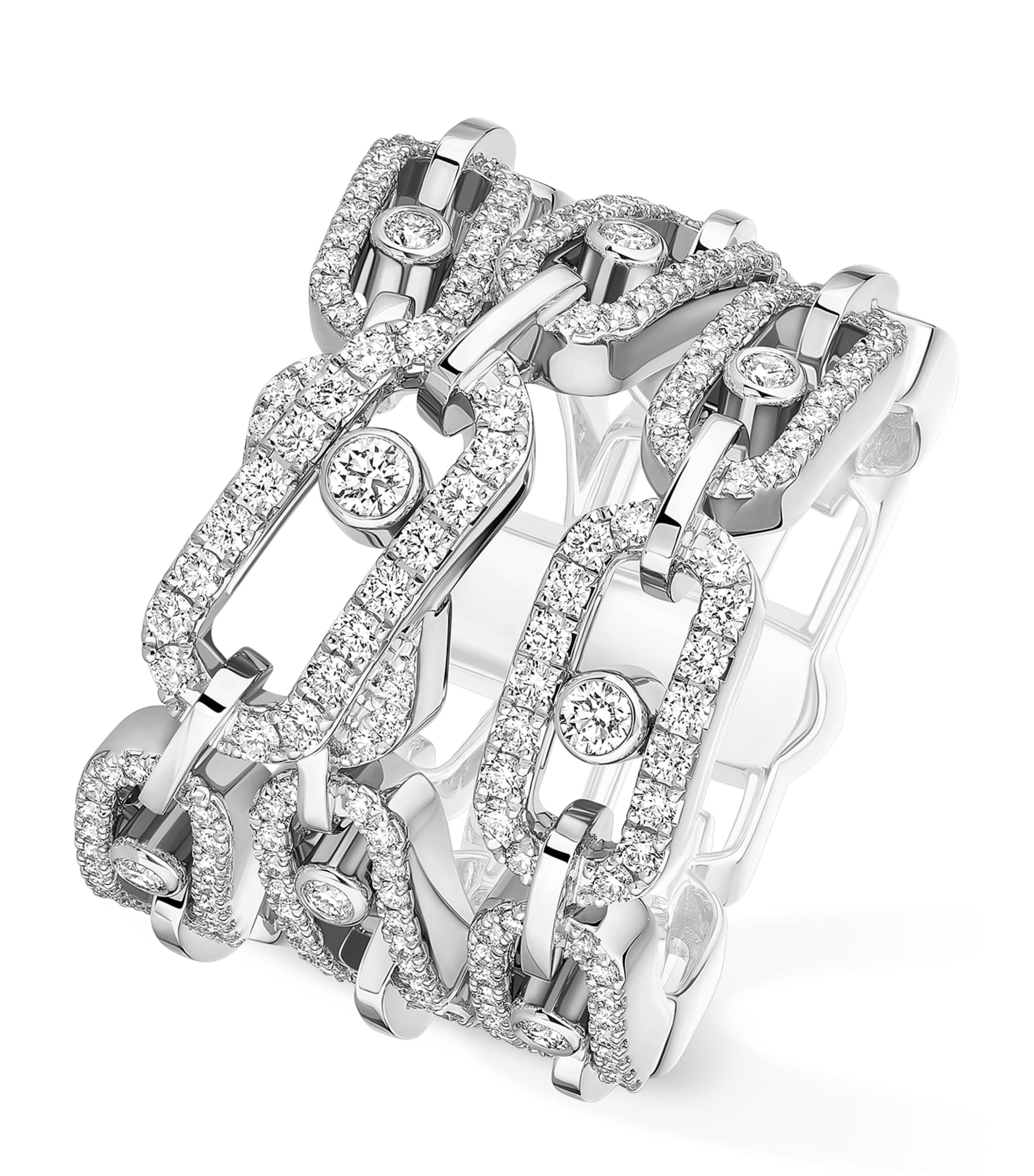 Messika Move Link White Gold and Diamond Multi-Row Ring White Gold Image 1