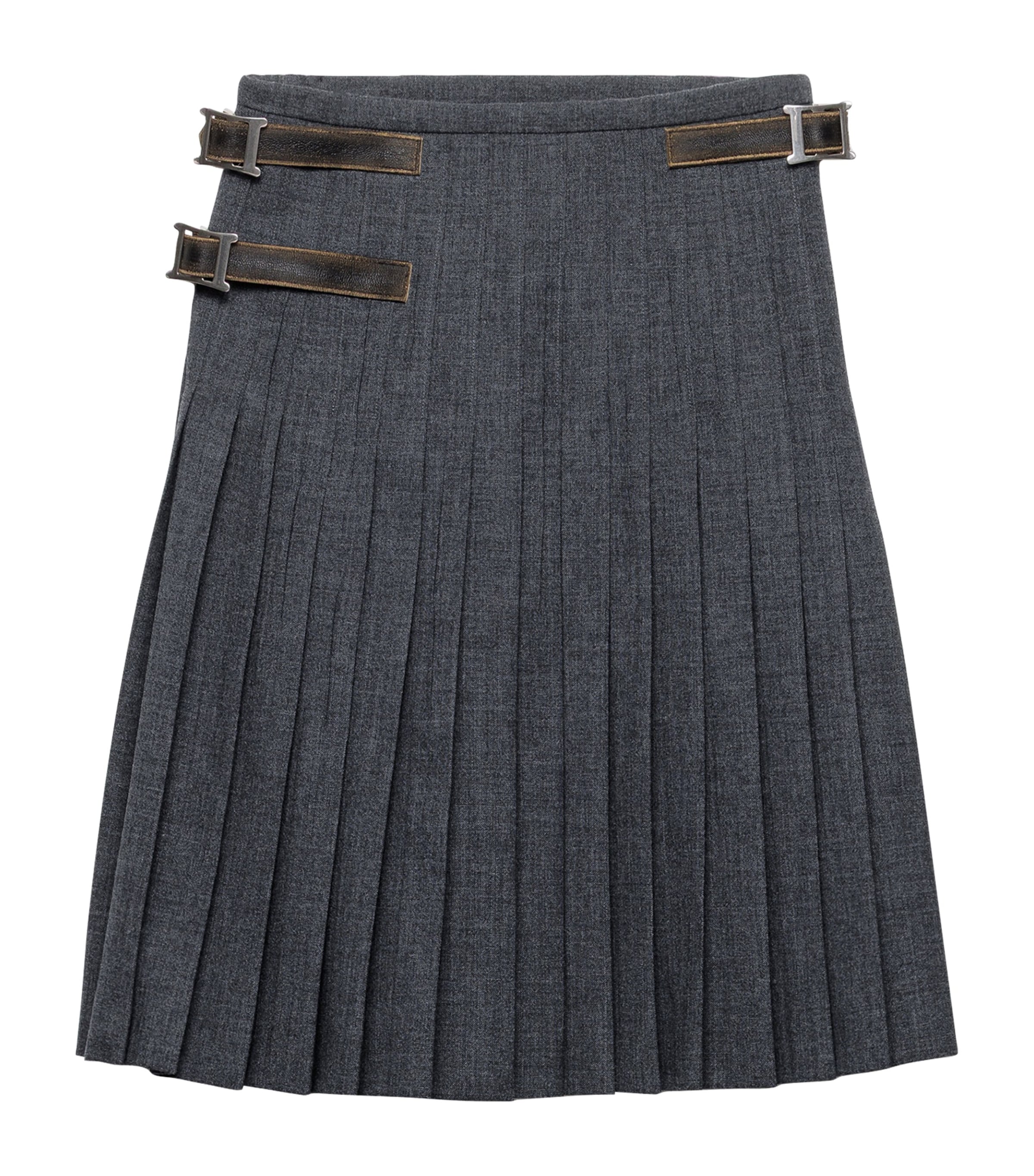 Wool Hopsack Pleated Midi Skirt F0480 Image 1