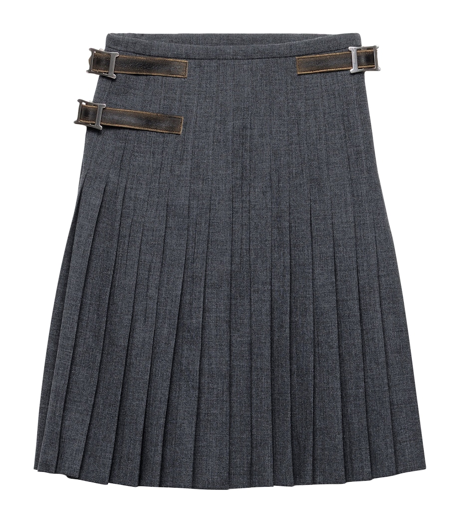 Wool Hopsack Pleated Midi Skirt F0480 Image 1