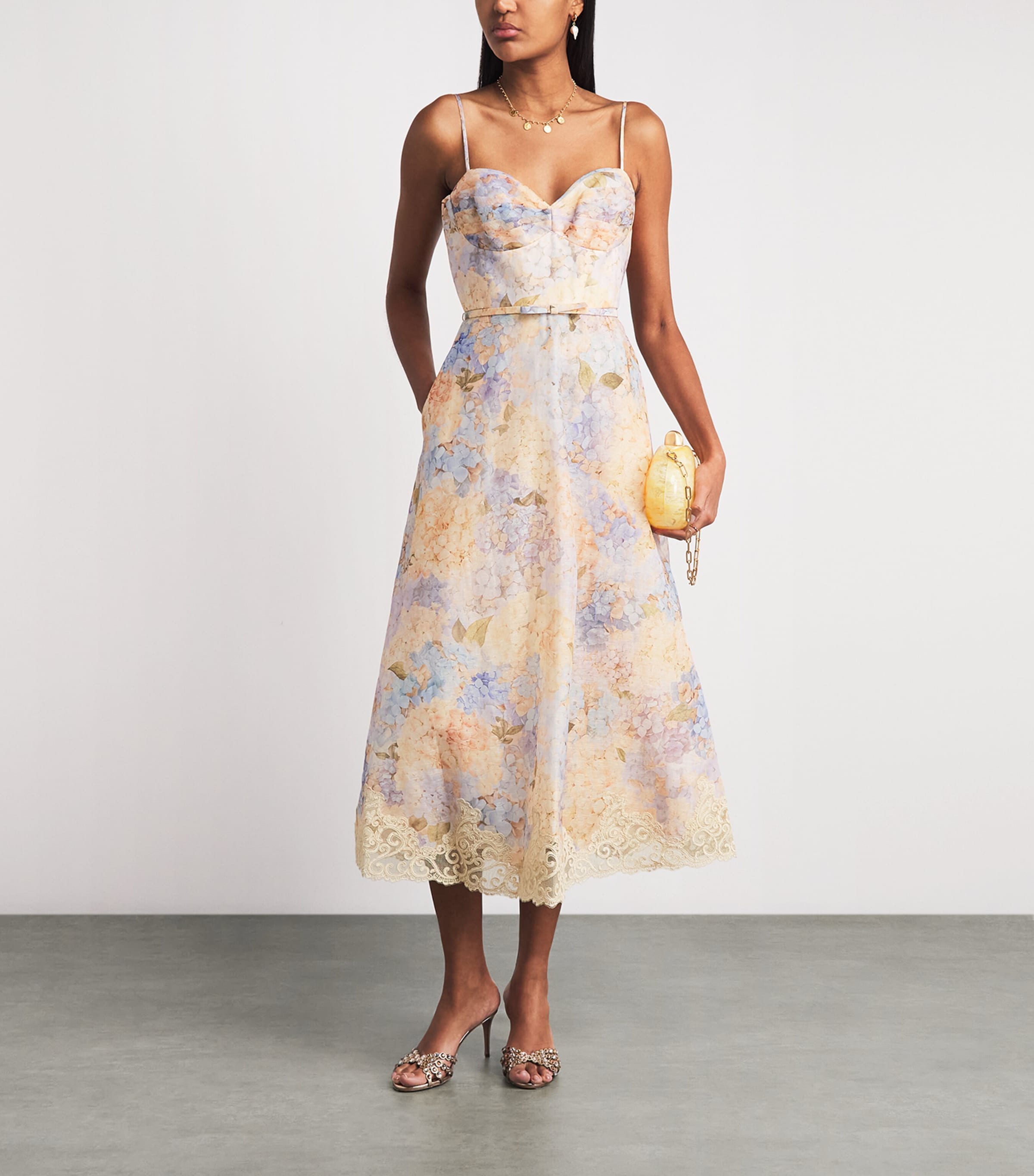 Zimmermann Womens Valiant Tucked Midi Dress Blue Hydrangea Image 2