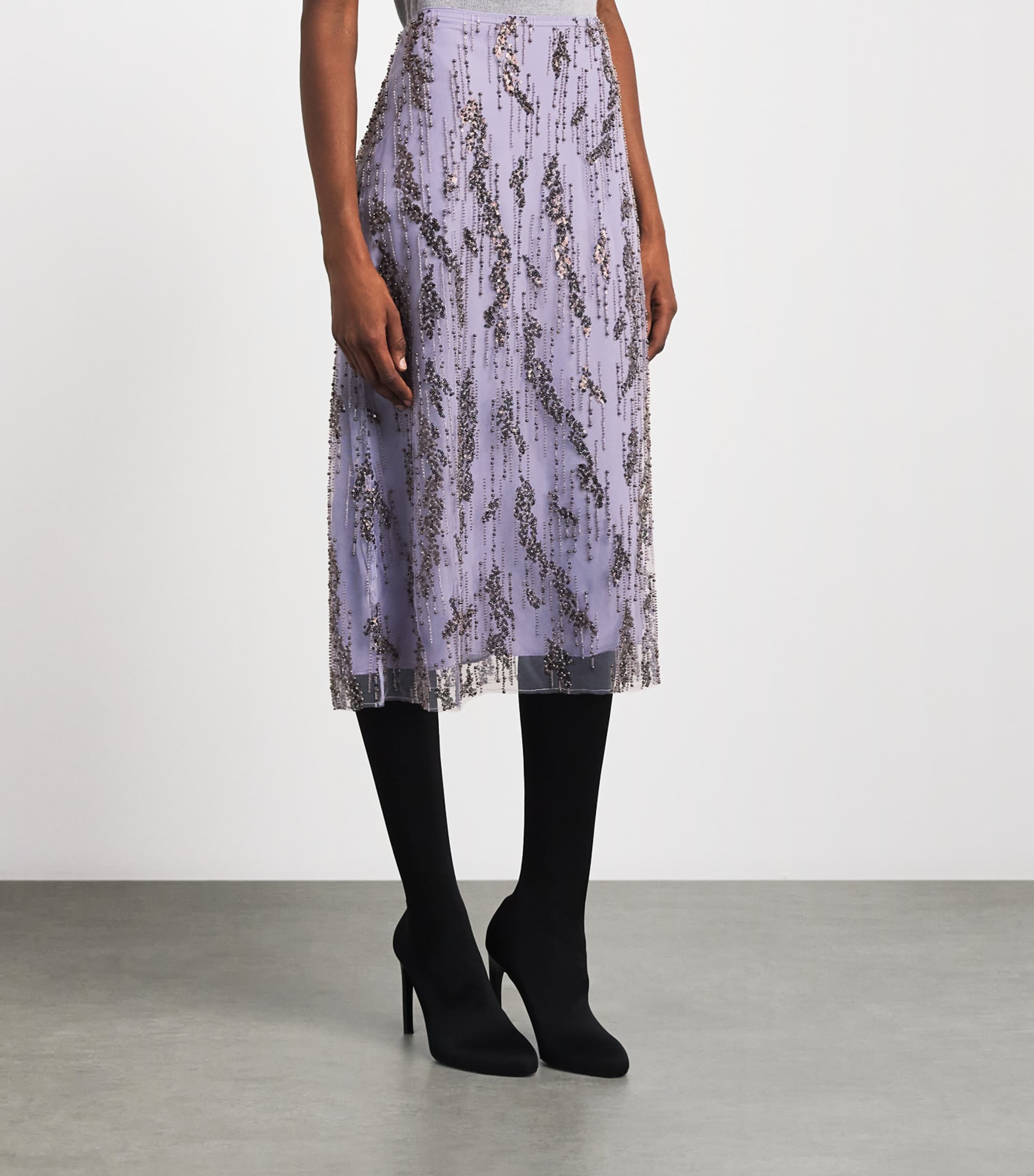 STAUD Womens Embellished Angela Midi Skirt Lil Lilac Image 4