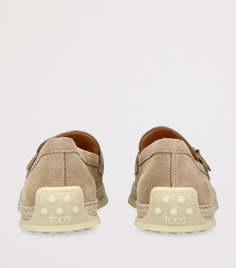 Tod's Suede City Gommino Espadrille Shoes Beige Image 2