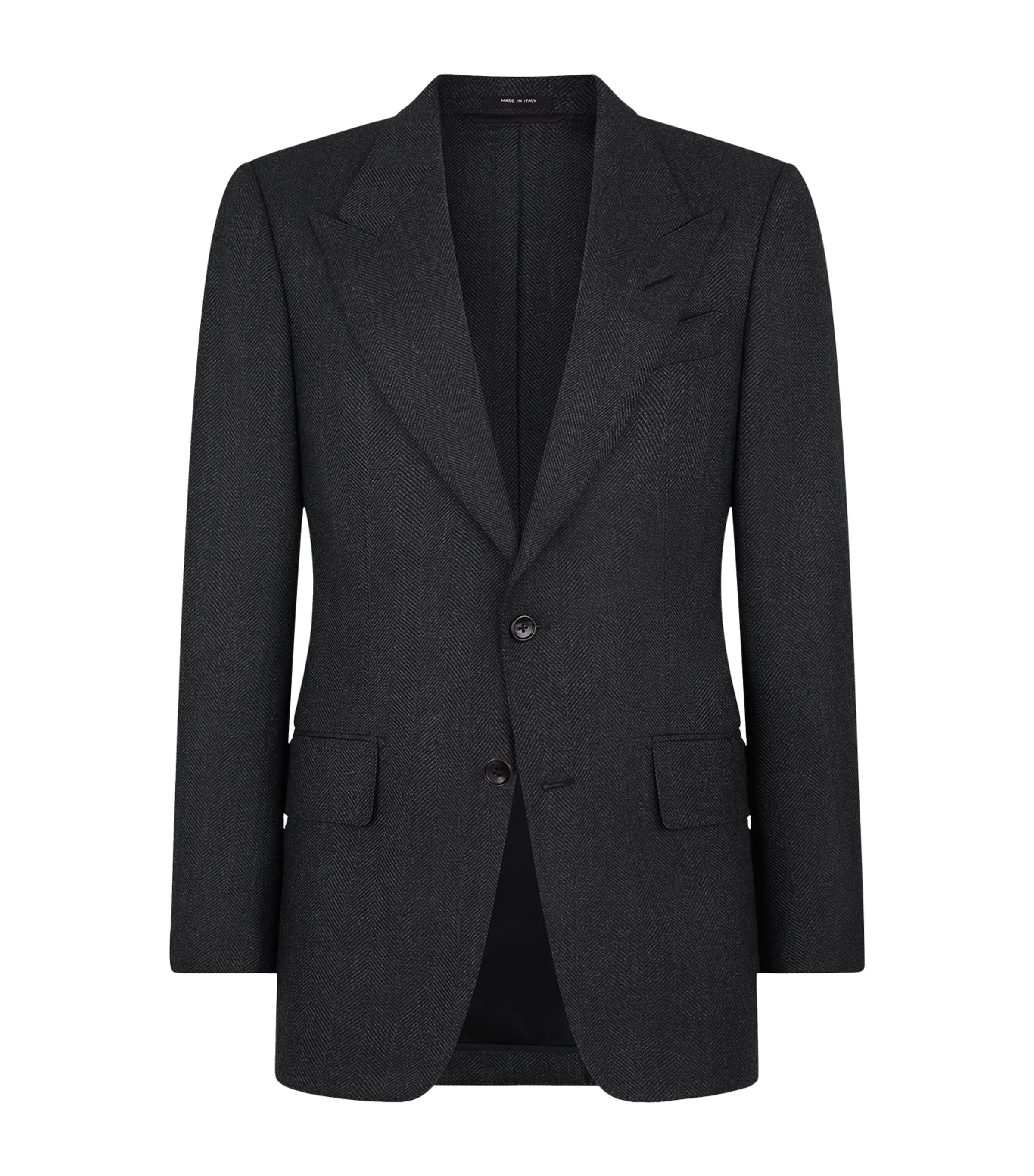 Tom Ford Stretch-wool Flannel Suit Jacket In Black