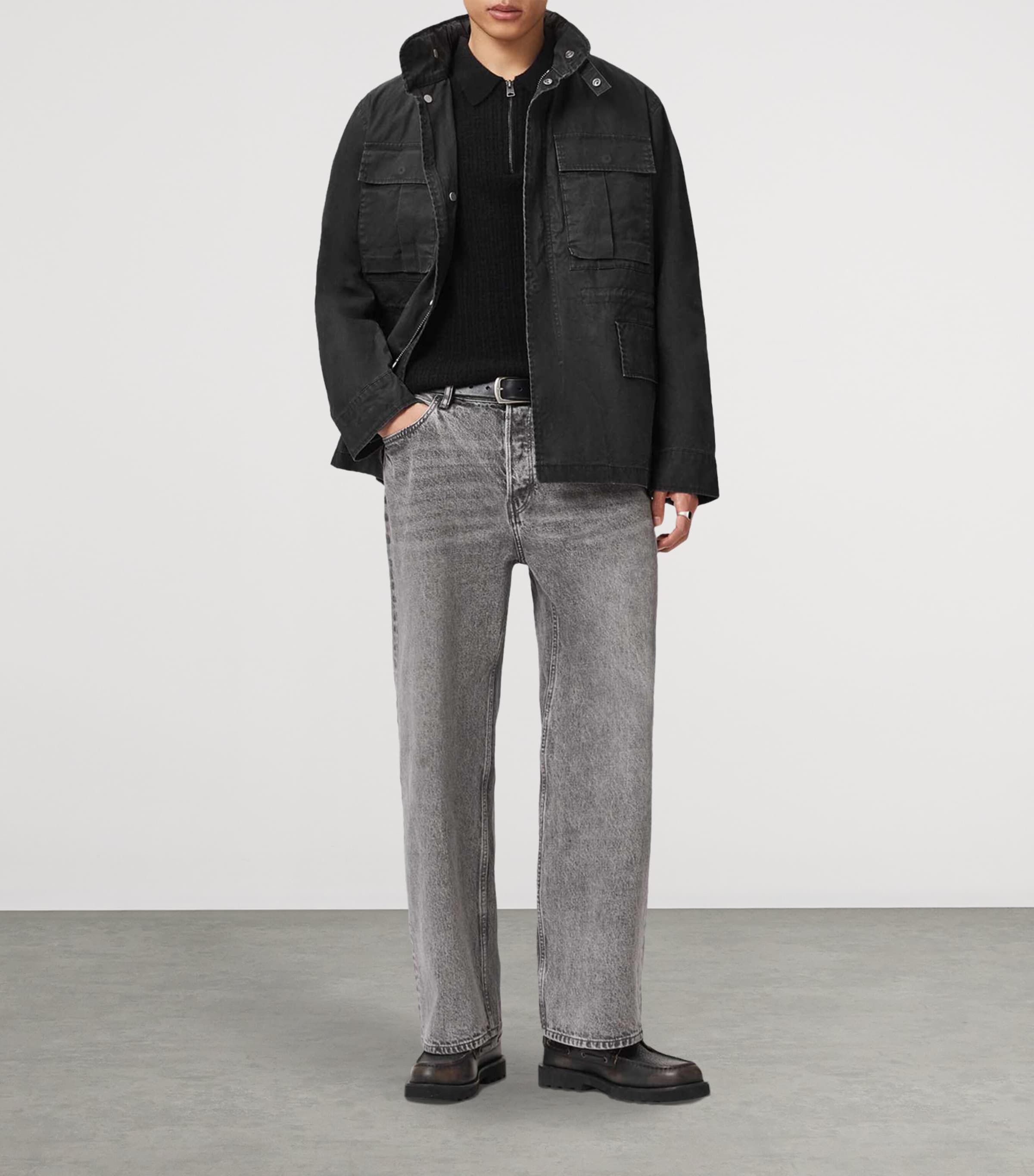 AllSaints Mens Organic Cotton Valen Jacket Washed Black Image 2