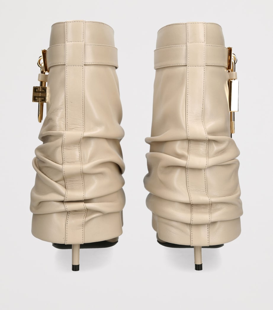 Leather Scrunched Shark Lock Boots 100 BEIGE Image 2