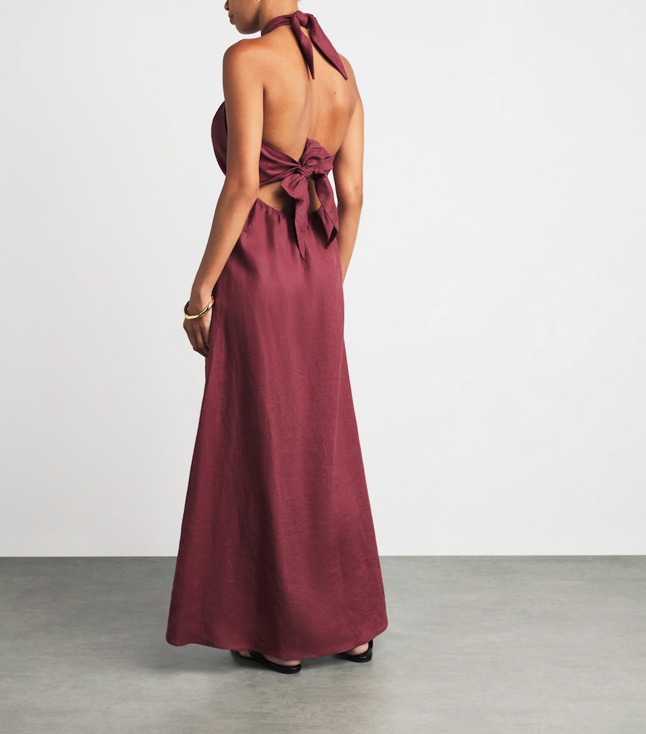 Faithfull The Brand Womens Linen Halterneck Lourdes Maxi Dress Rhubarb Image 4