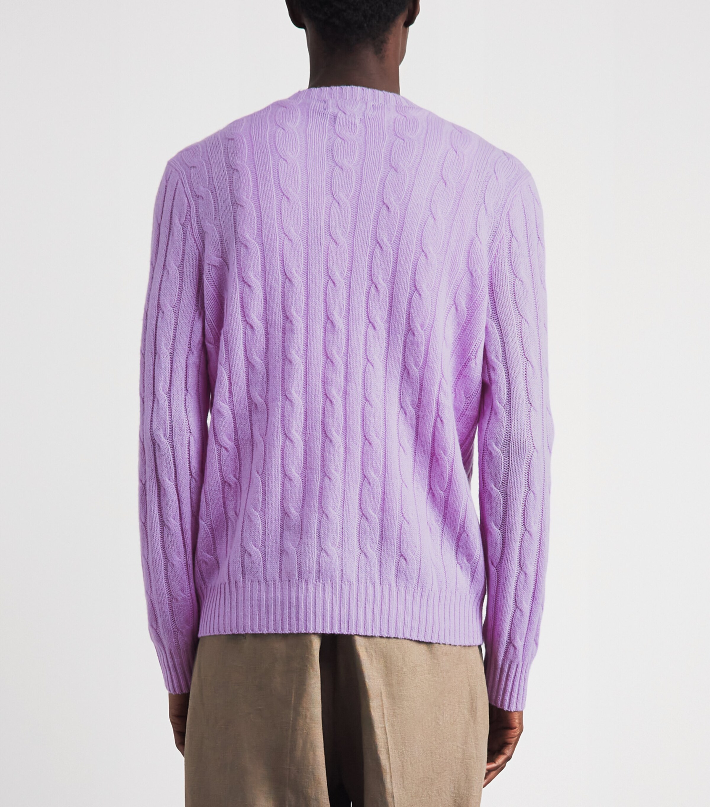 Polo Ralph Lauren Mens Cashmere Cable-Knit Sweater Tanzanite Purple Image 5